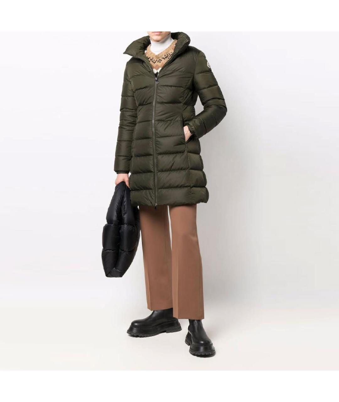 MONCLER Зеленый полиамидовый пуховик, фото 2