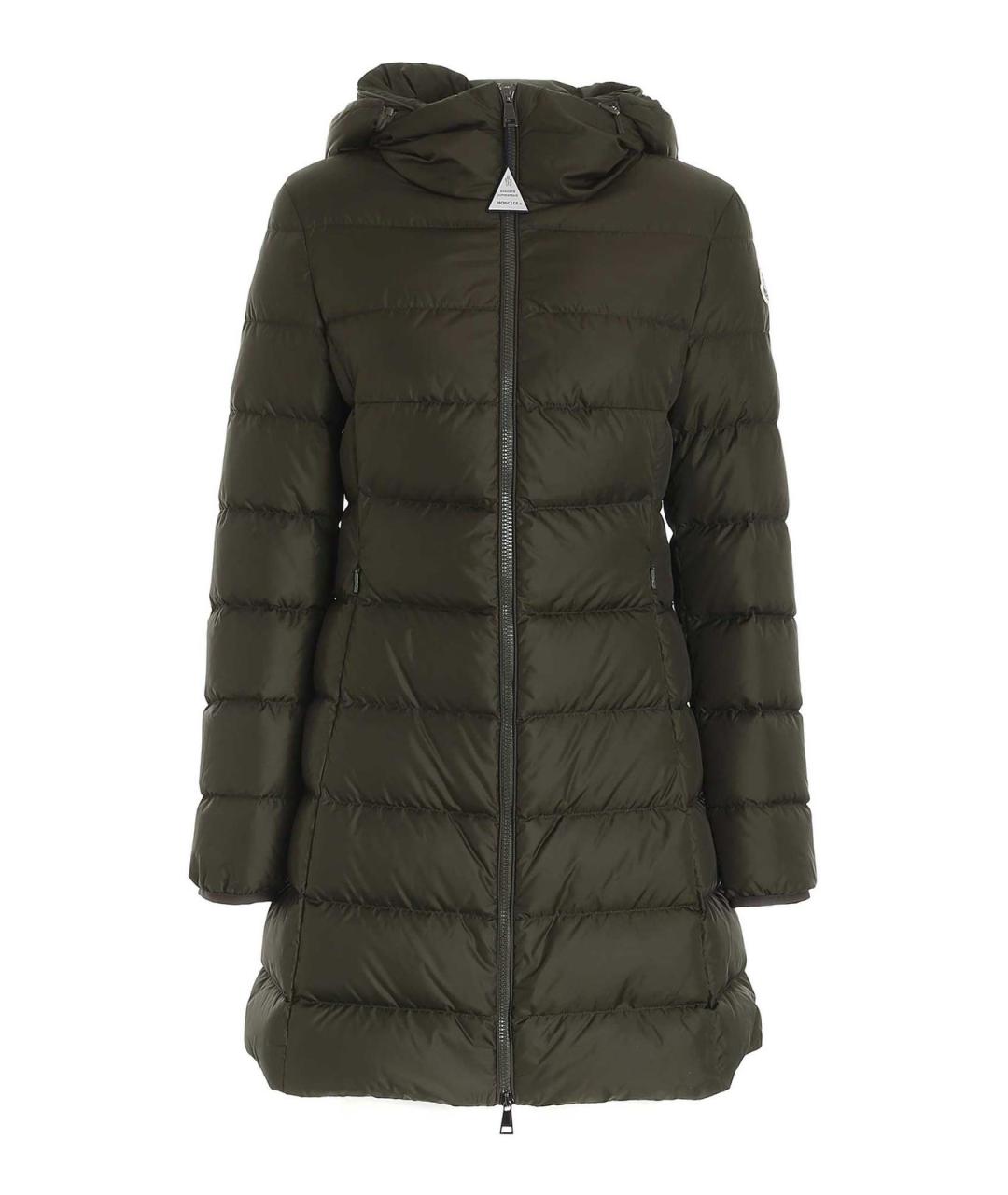 MONCLER Зеленый полиамидовый пуховик, фото 1