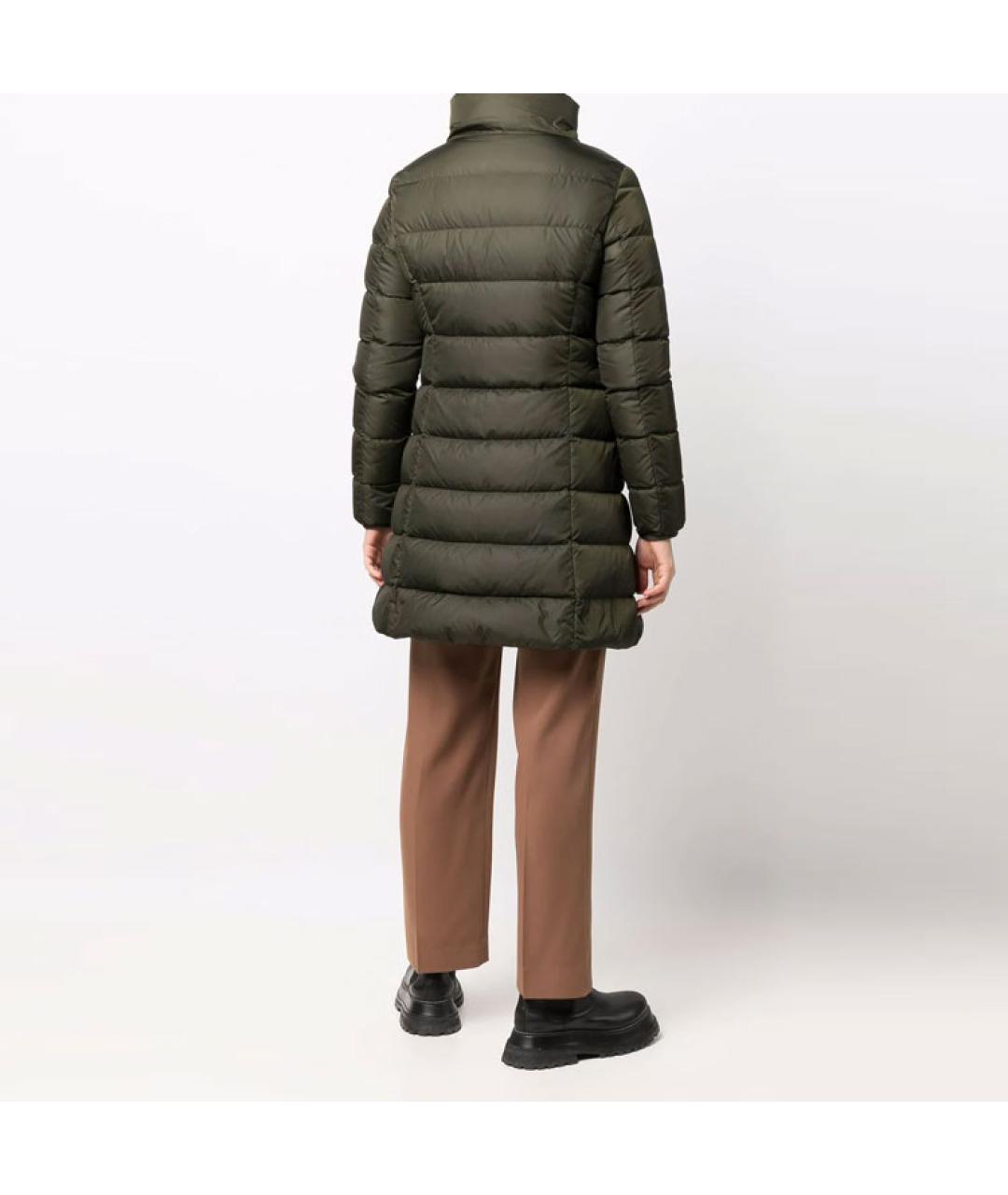 MONCLER Зеленый полиамидовый пуховик, фото 3