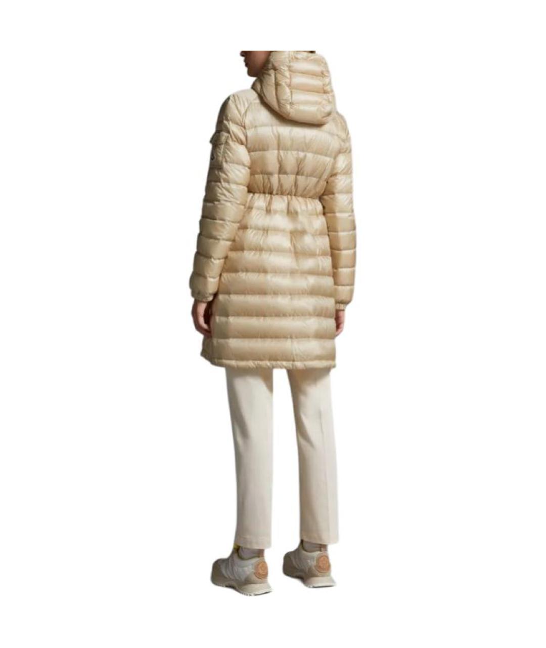 MONCLER Бежевый полиамидовый пуховик, фото 3