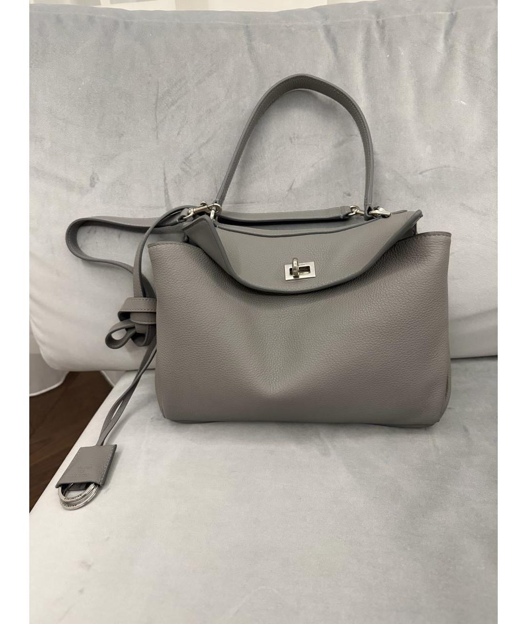 BALENCIAGA Серая кожаная сумка через плечо, фото 8