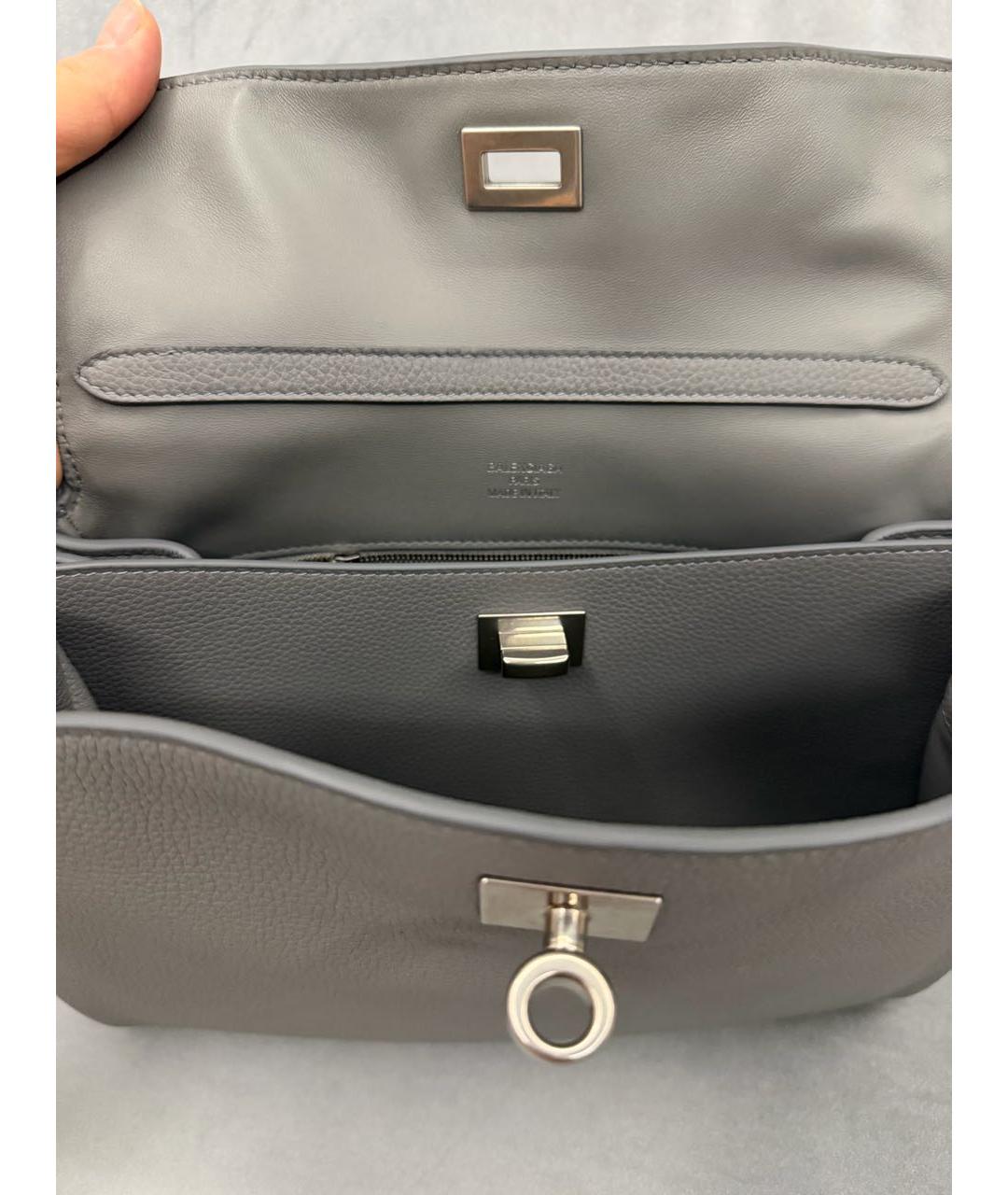 BALENCIAGA Серая кожаная сумка через плечо, фото 7