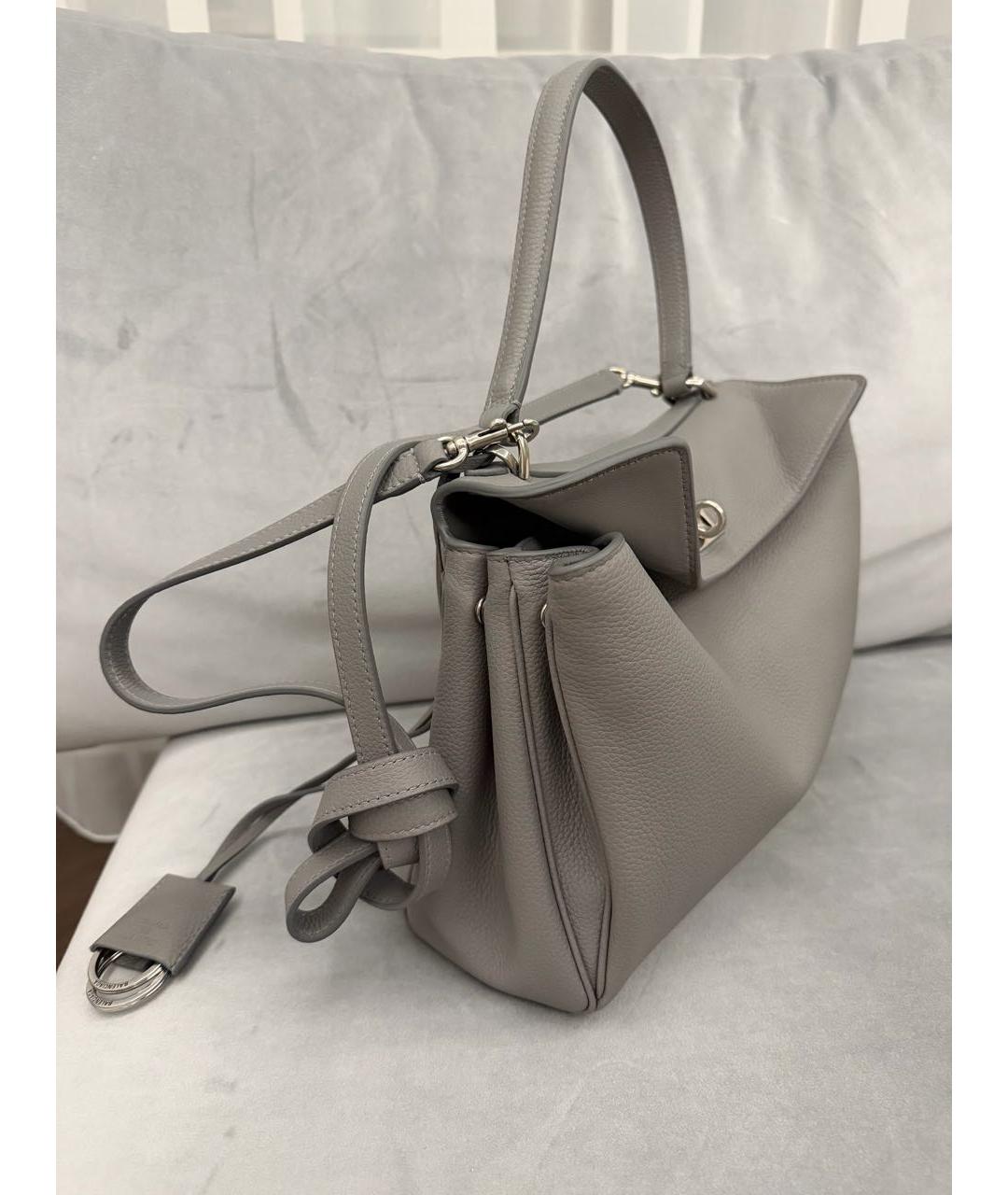 BALENCIAGA Серая кожаная сумка через плечо, фото 2