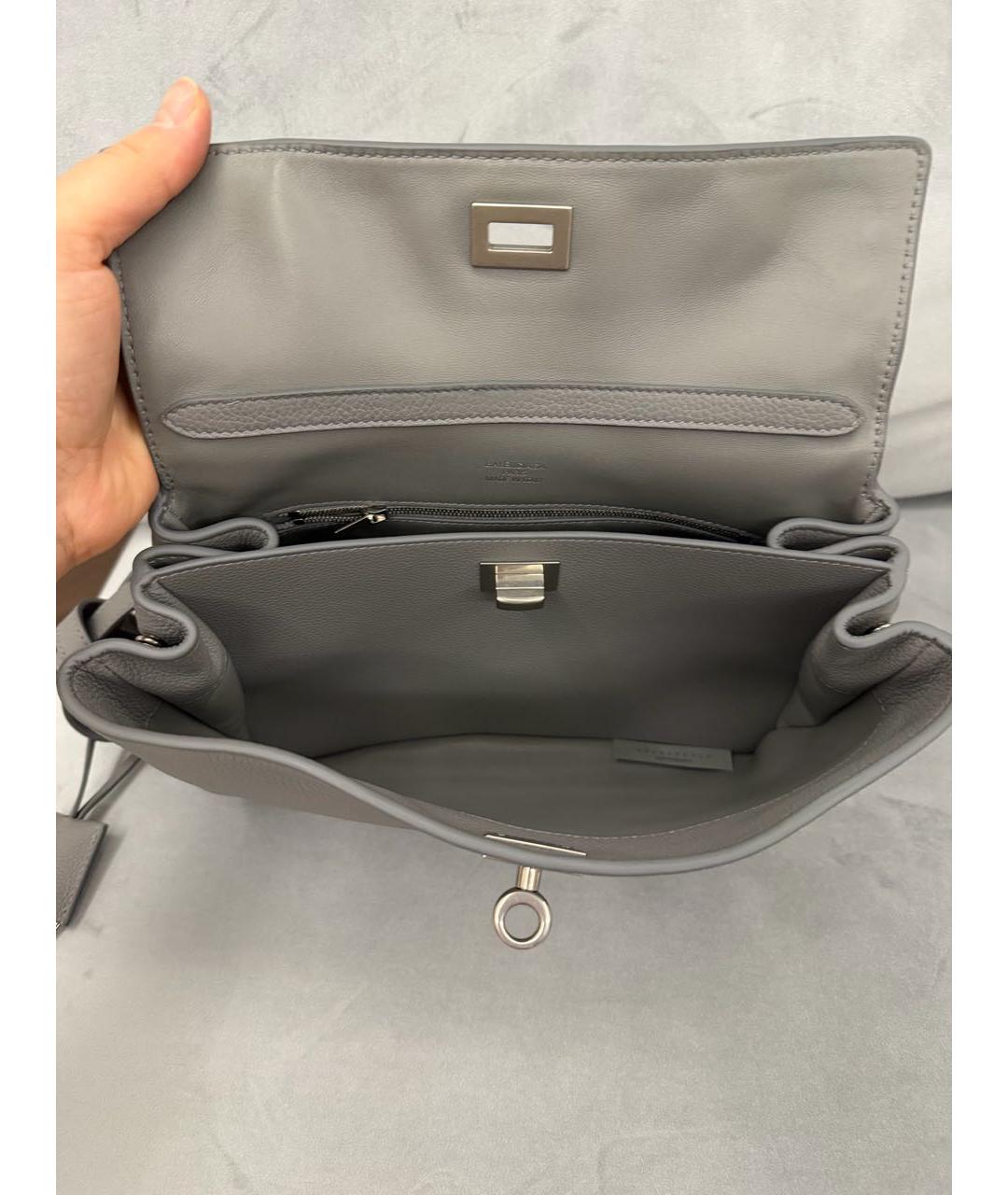 BALENCIAGA Серая кожаная сумка через плечо, фото 4