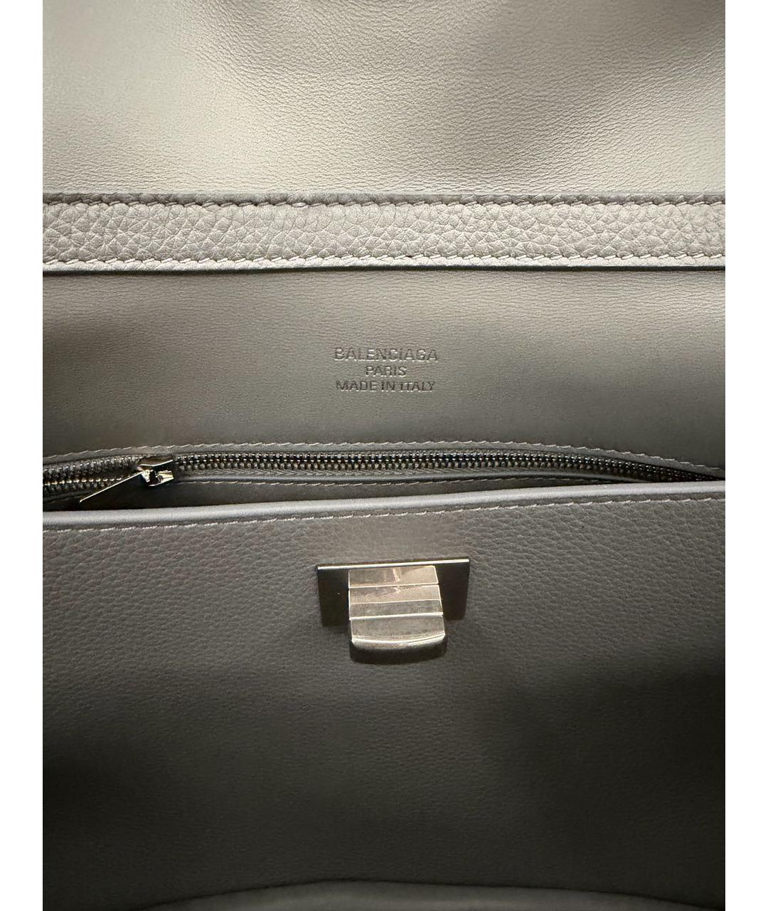 BALENCIAGA Серая кожаная сумка через плечо, фото 6
