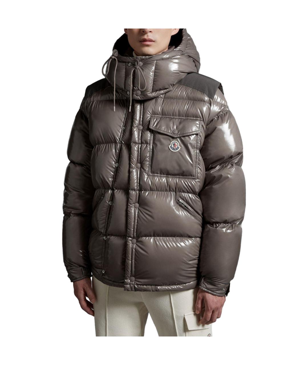 MONCLER Серый пуховик, фото 2