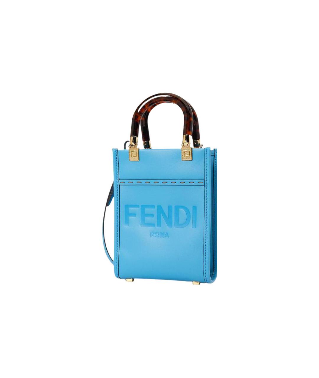 FENDI Голубая кожаная сумка через плечо, фото 3