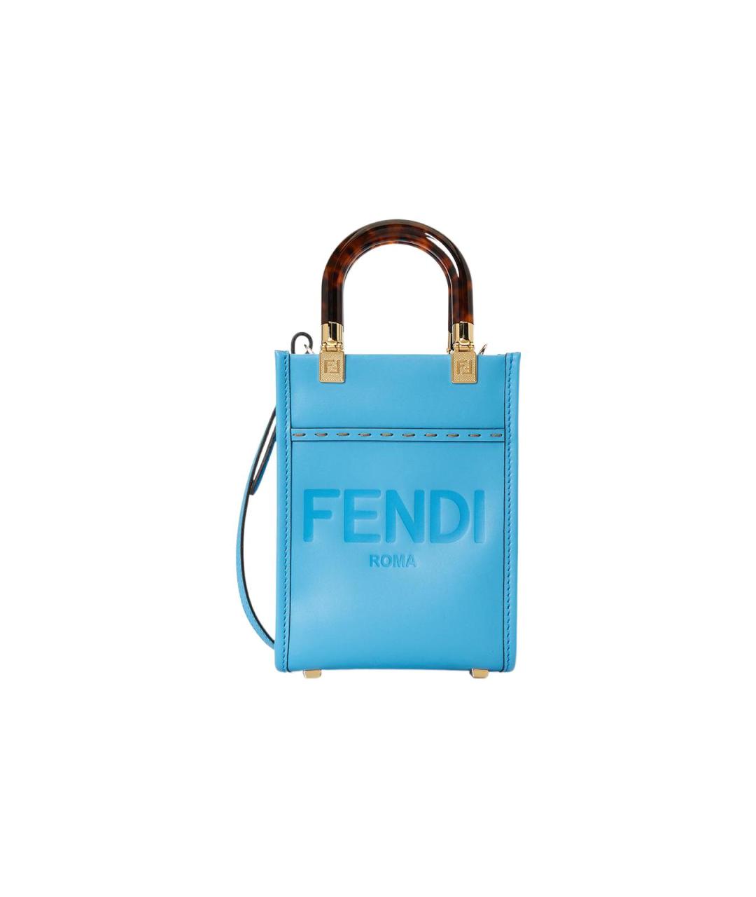 FENDI Голубая кожаная сумка через плечо, фото 1
