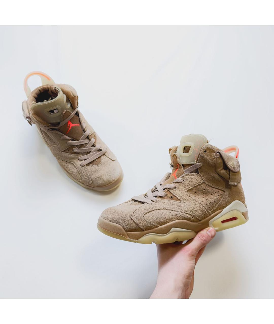 CACTUS JACK BY TRAVIS SCOTT Коричневые замшевые высокие кроссовки / кеды, фото 2