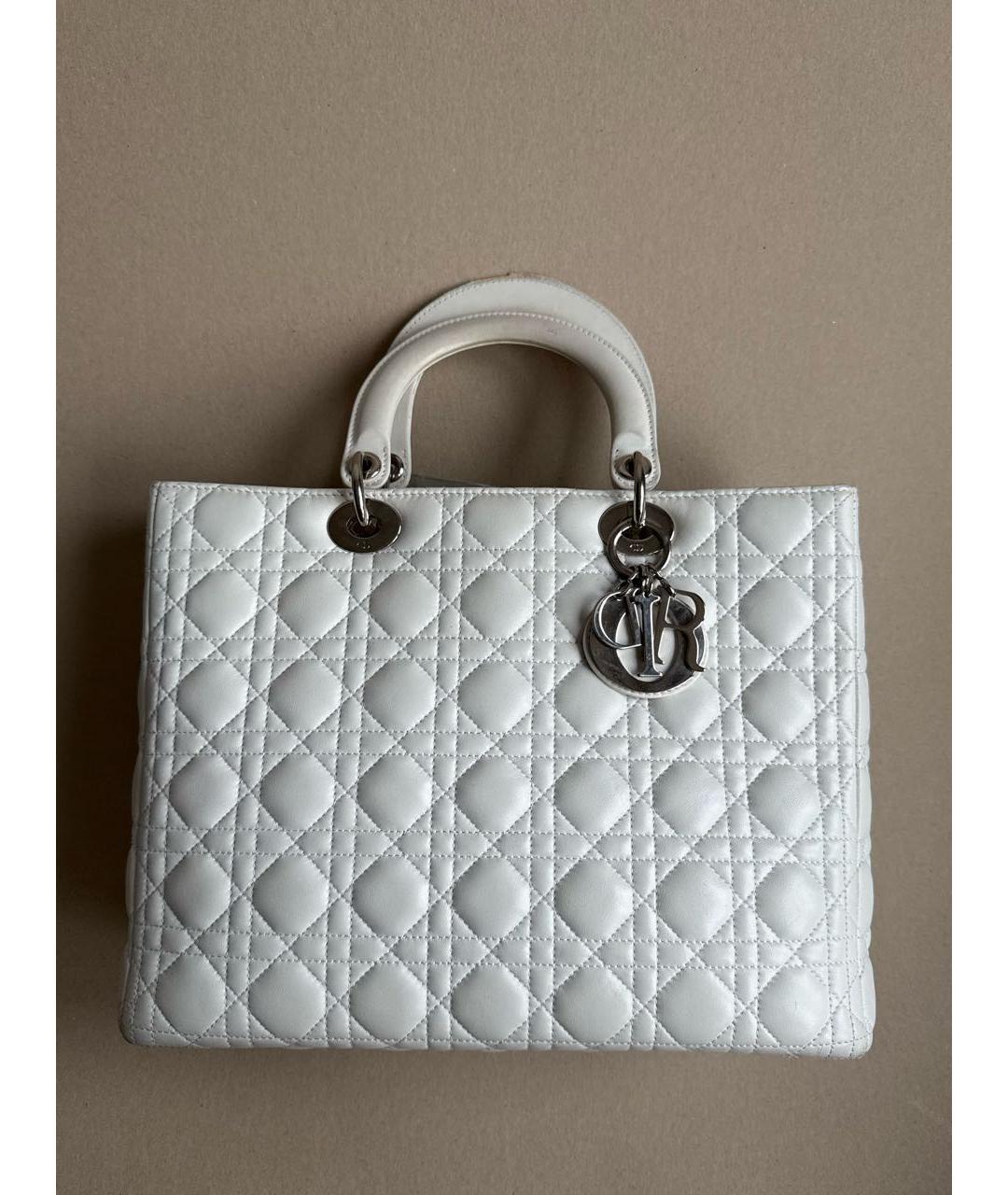 CHRISTIAN DIOR Белая кожаная сумка с короткими ручками, фото 8