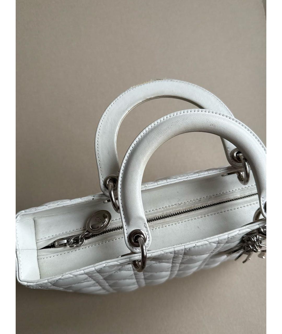CHRISTIAN DIOR Белая кожаная сумка с короткими ручками, фото 3
