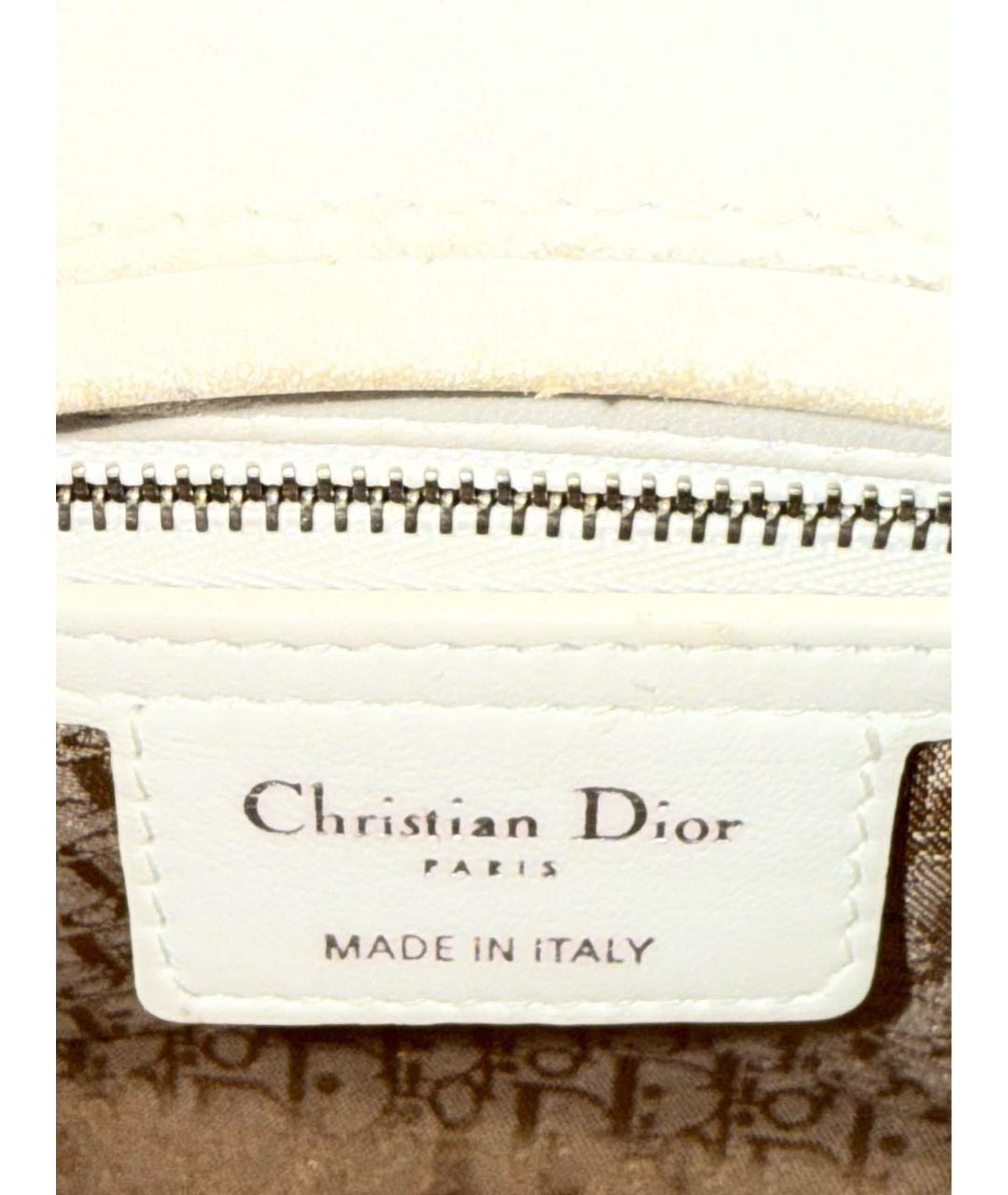 CHRISTIAN DIOR Белая кожаная сумка с короткими ручками, фото 5