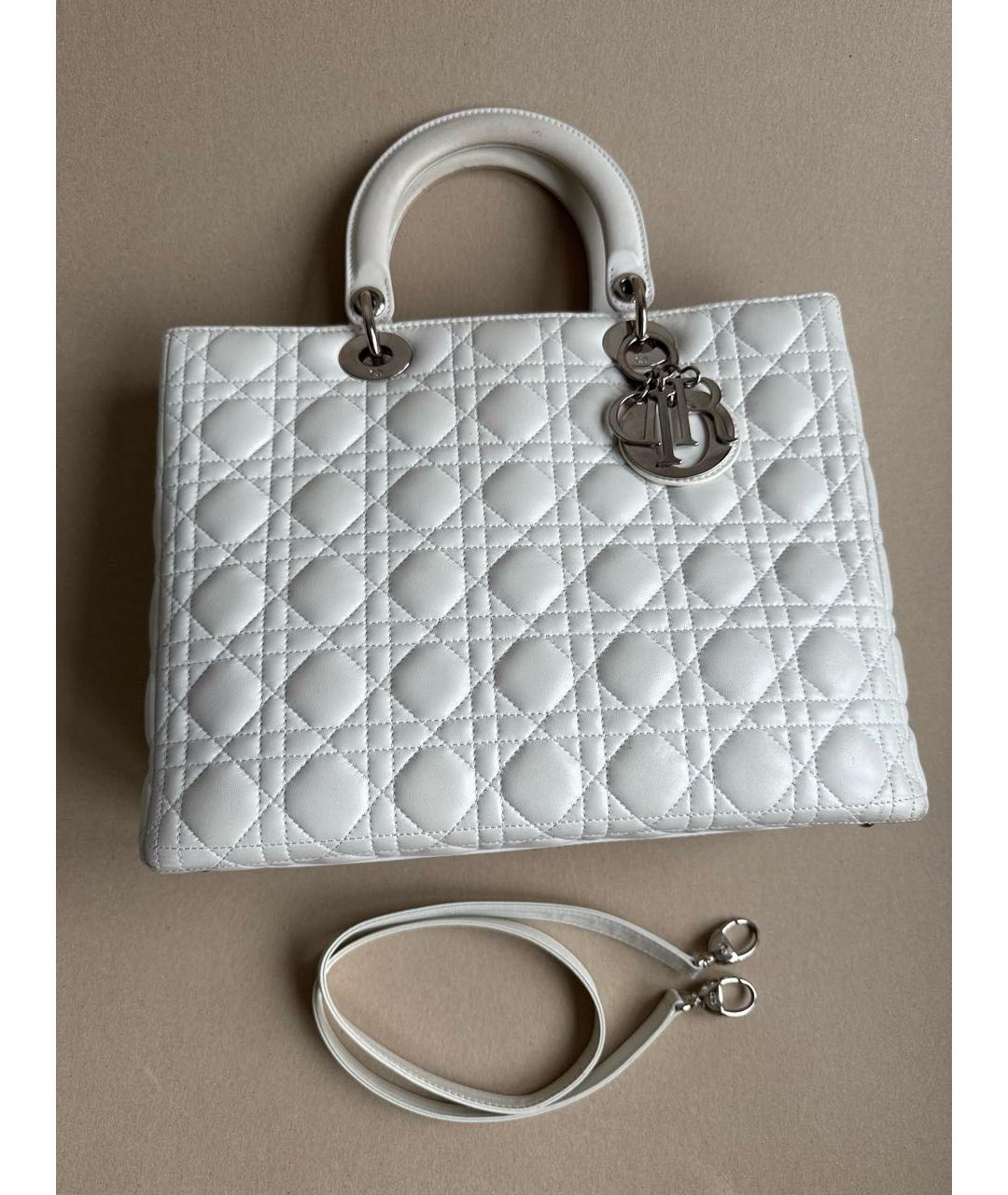 CHRISTIAN DIOR Белая кожаная сумка с короткими ручками, фото 7