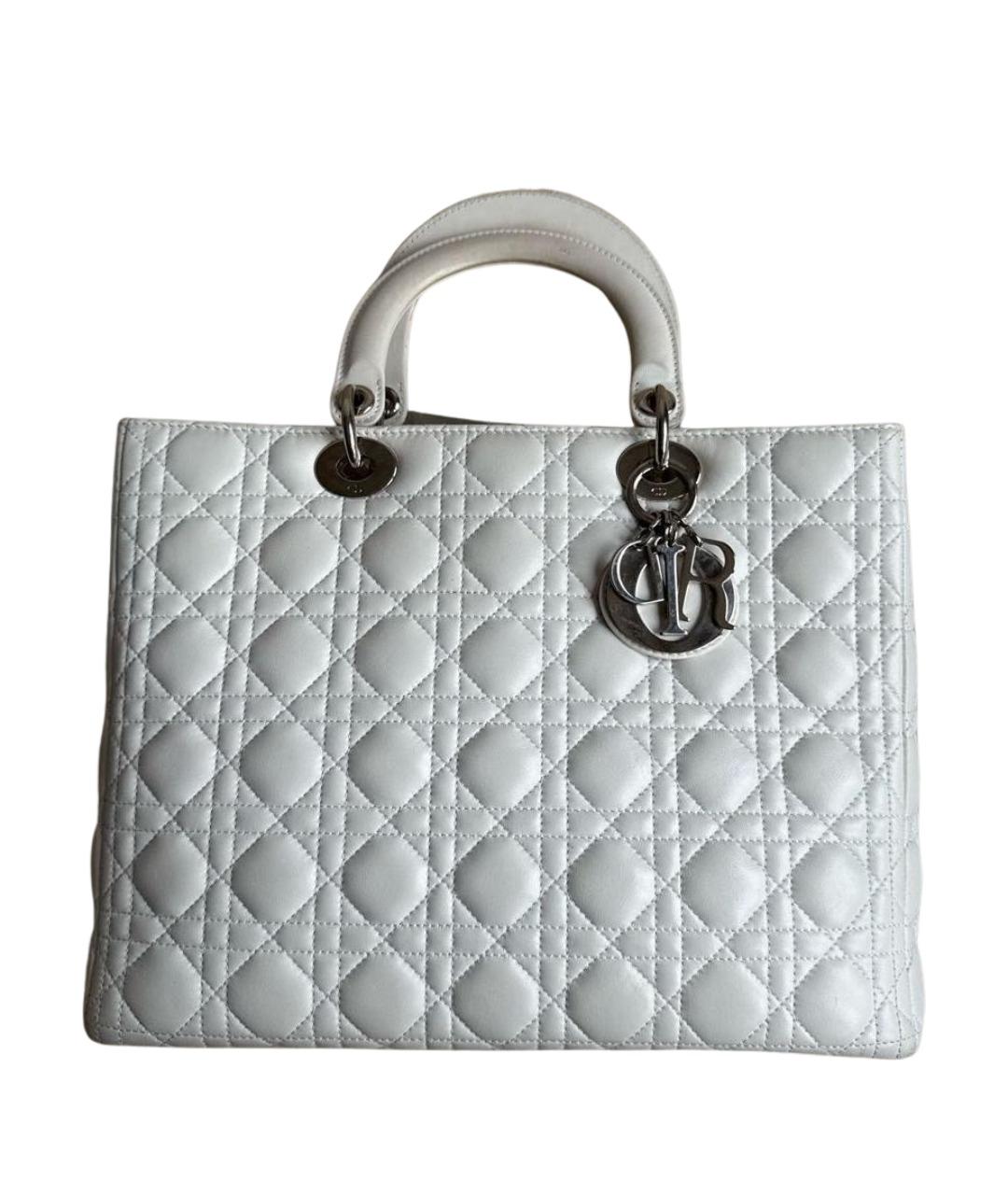 CHRISTIAN DIOR Белая кожаная сумка с короткими ручками, фото 1