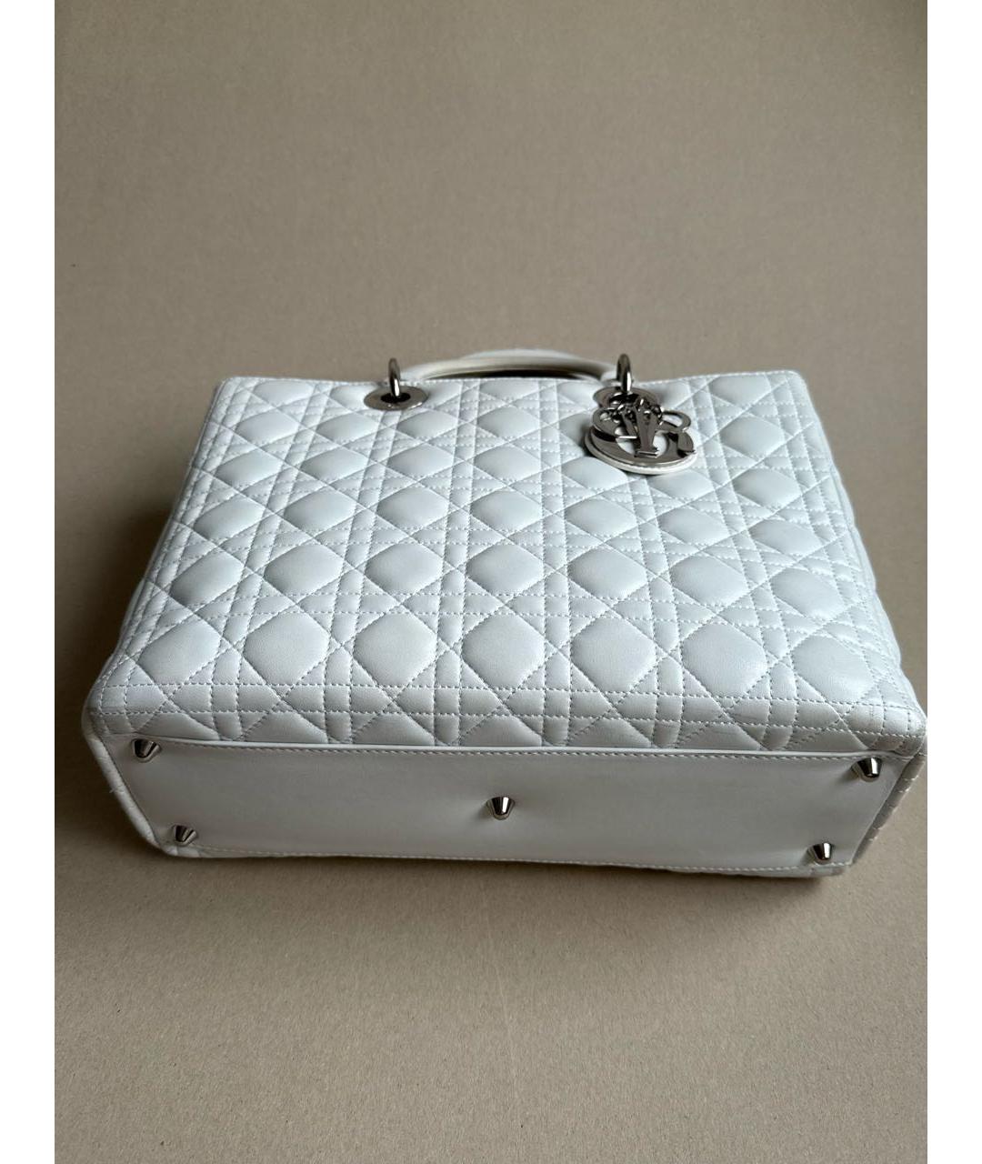 CHRISTIAN DIOR Белая кожаная сумка с короткими ручками, фото 2