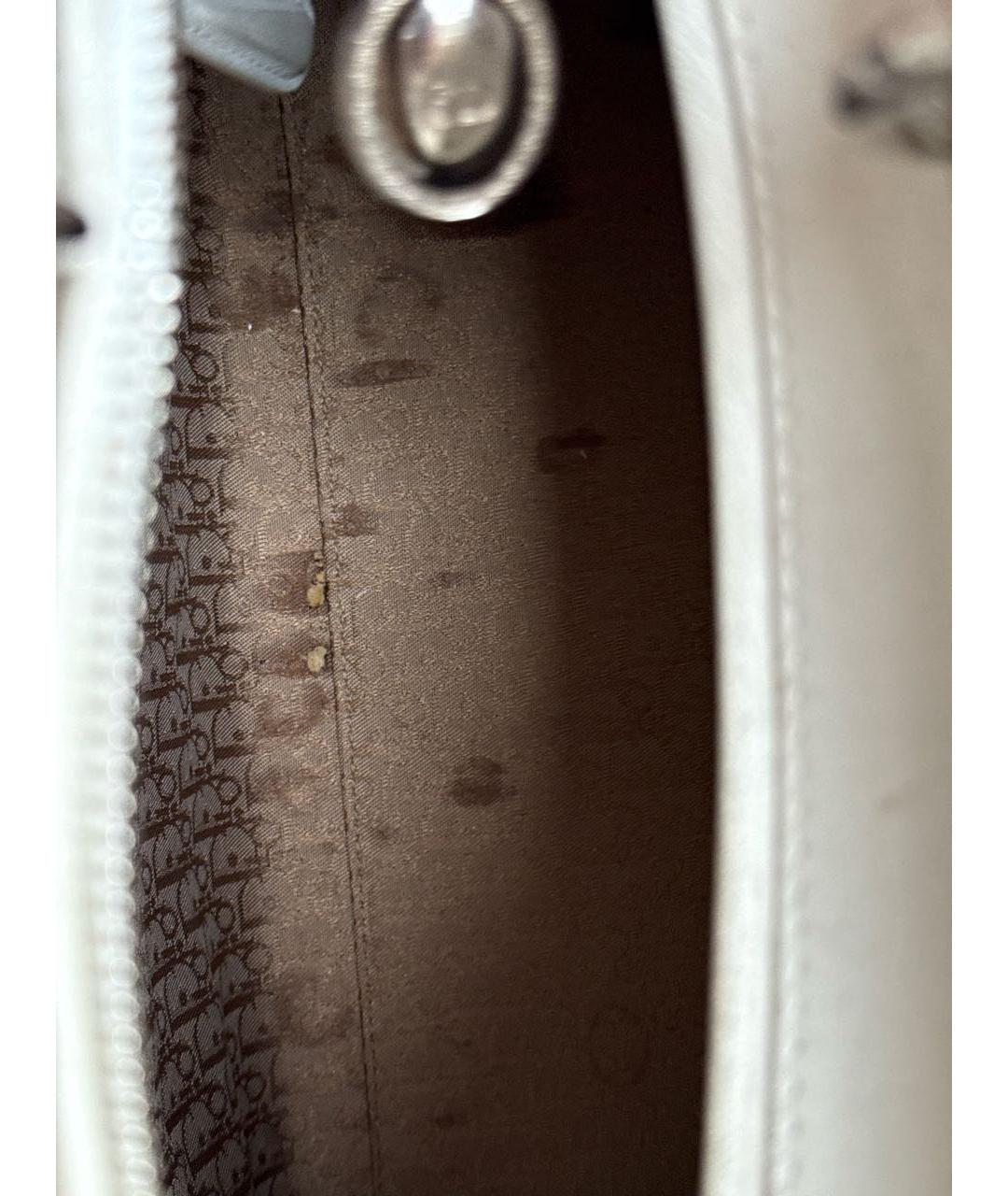 CHRISTIAN DIOR Белая кожаная сумка с короткими ручками, фото 6