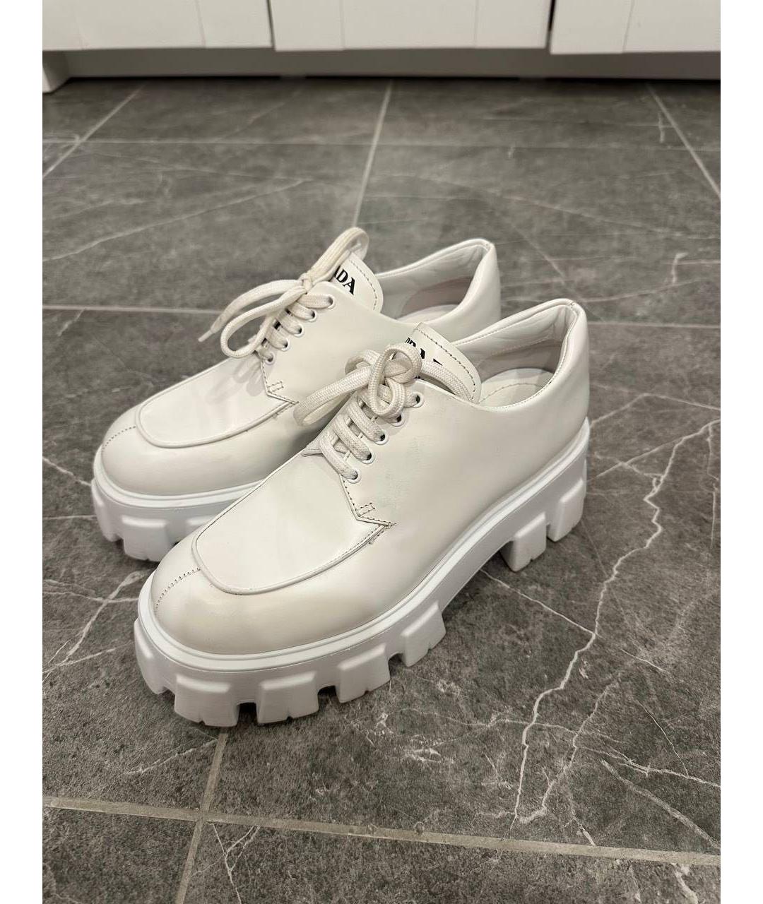 PRADA Белые кожаные брогги и оксфорды, фото 2