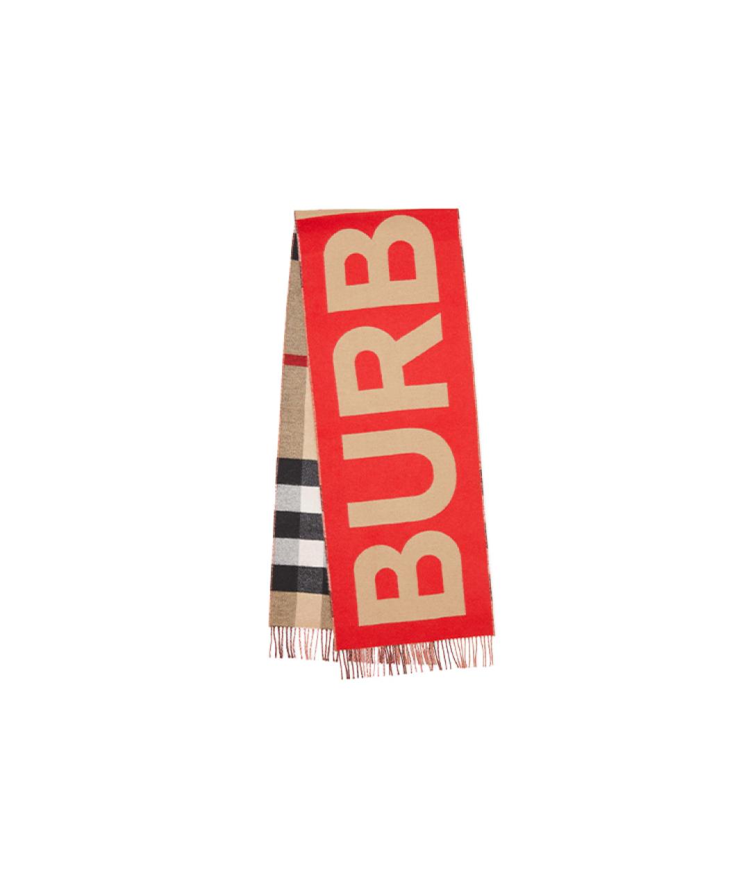 BURBERRY Красный кашемировый шарф, фото 1