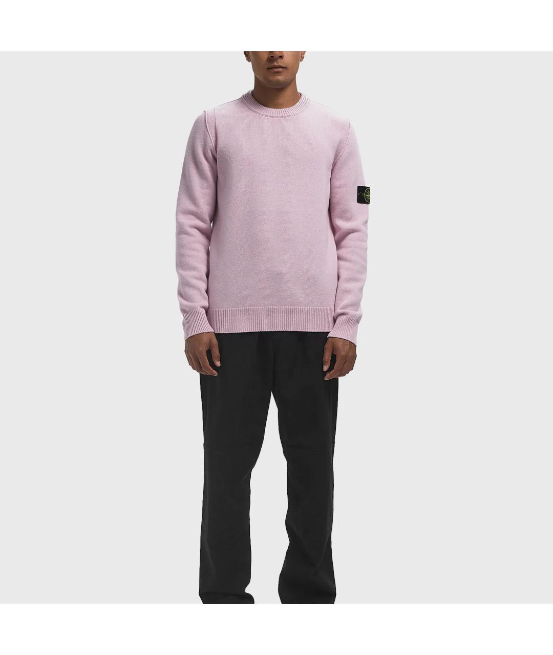 STONE ISLAND Розовый шерстяной джемпер / свитер, фото 2
