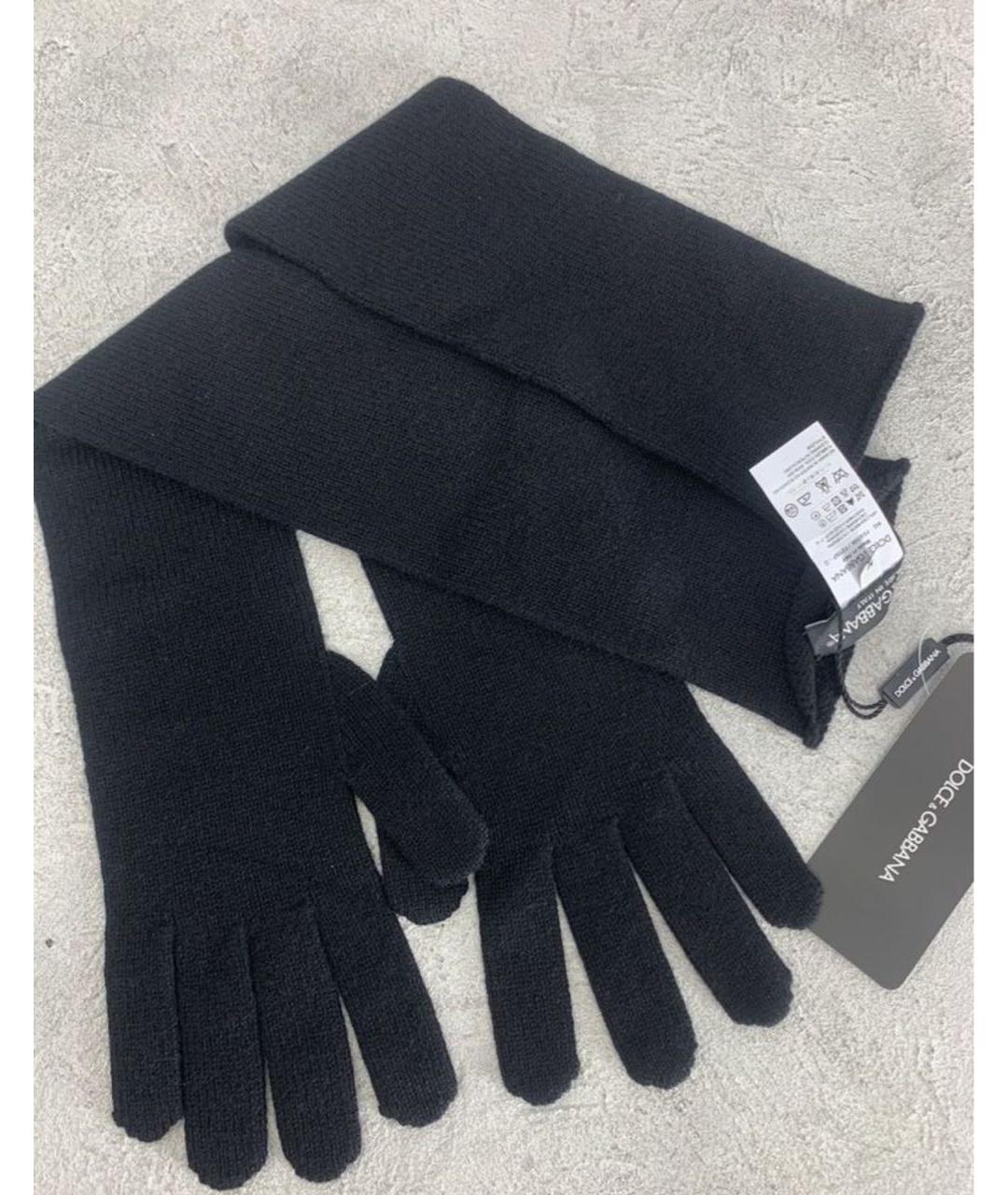 DOLCE&GABBANA Черные кашемировые перчатки, фото 2