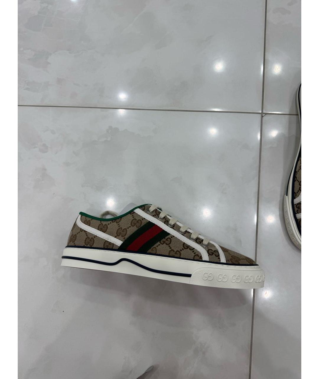 GUCCI Бежевые текстильные кеды, фото 7