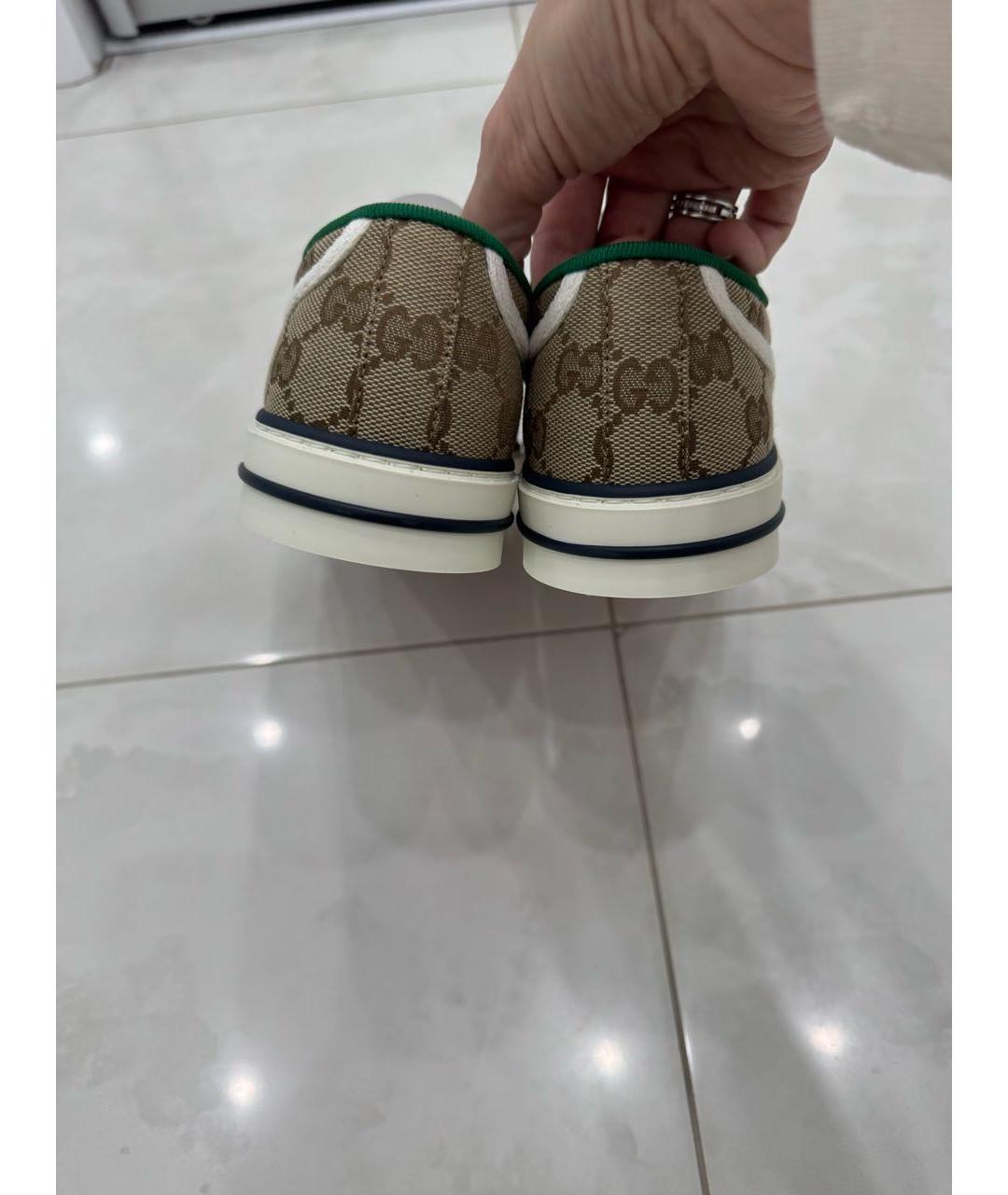 GUCCI Бежевые текстильные кеды, фото 4