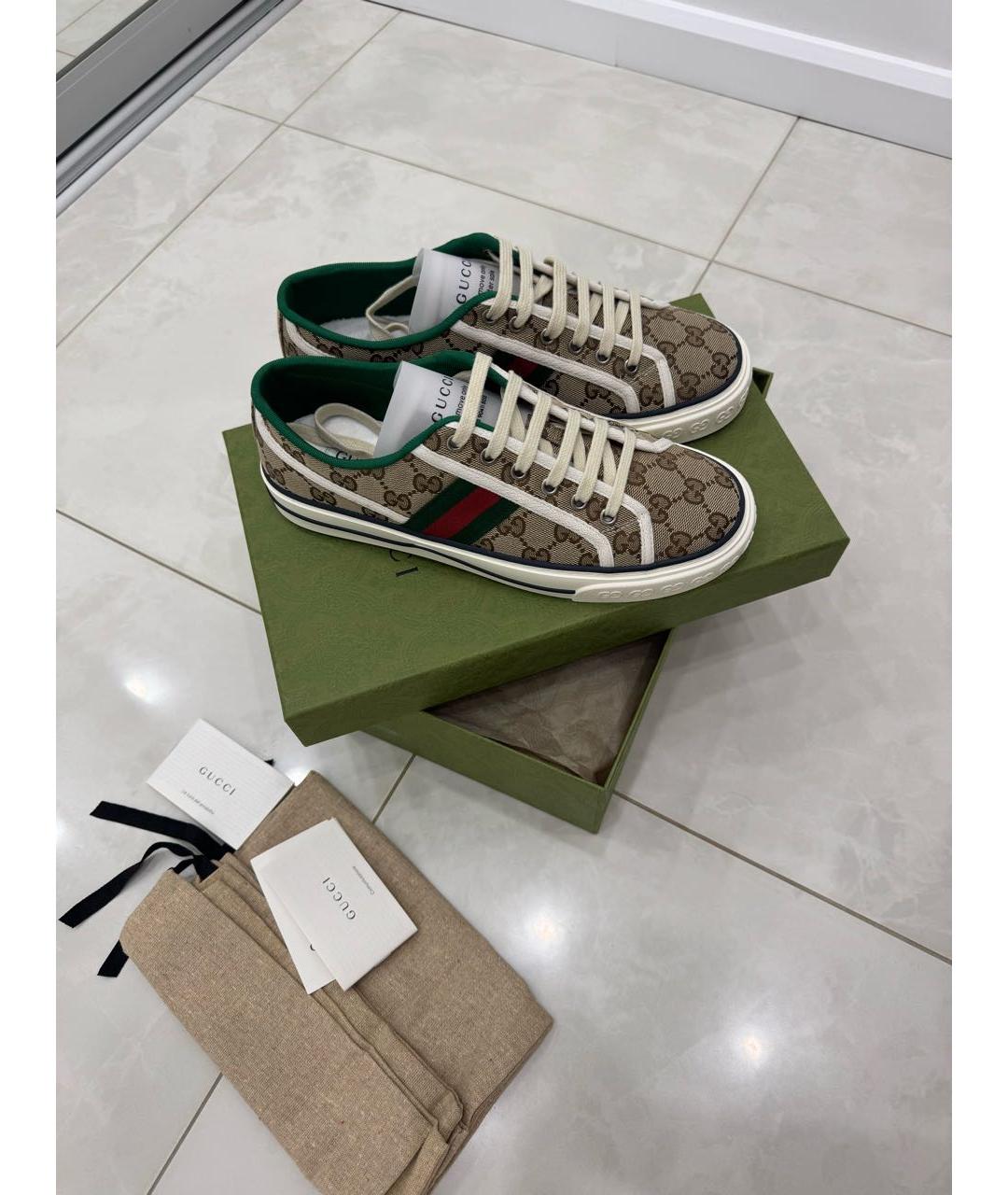 GUCCI Бежевые текстильные кеды, фото 5