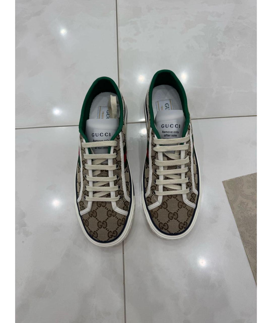 GUCCI Бежевые текстильные кеды, фото 3