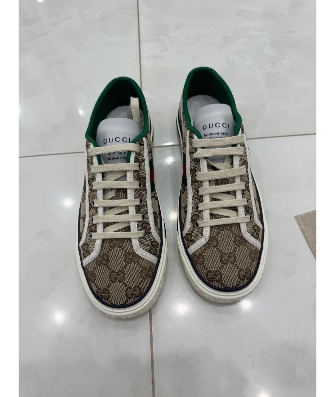 GUCCI Бежевые текстильные кеды, фото 2