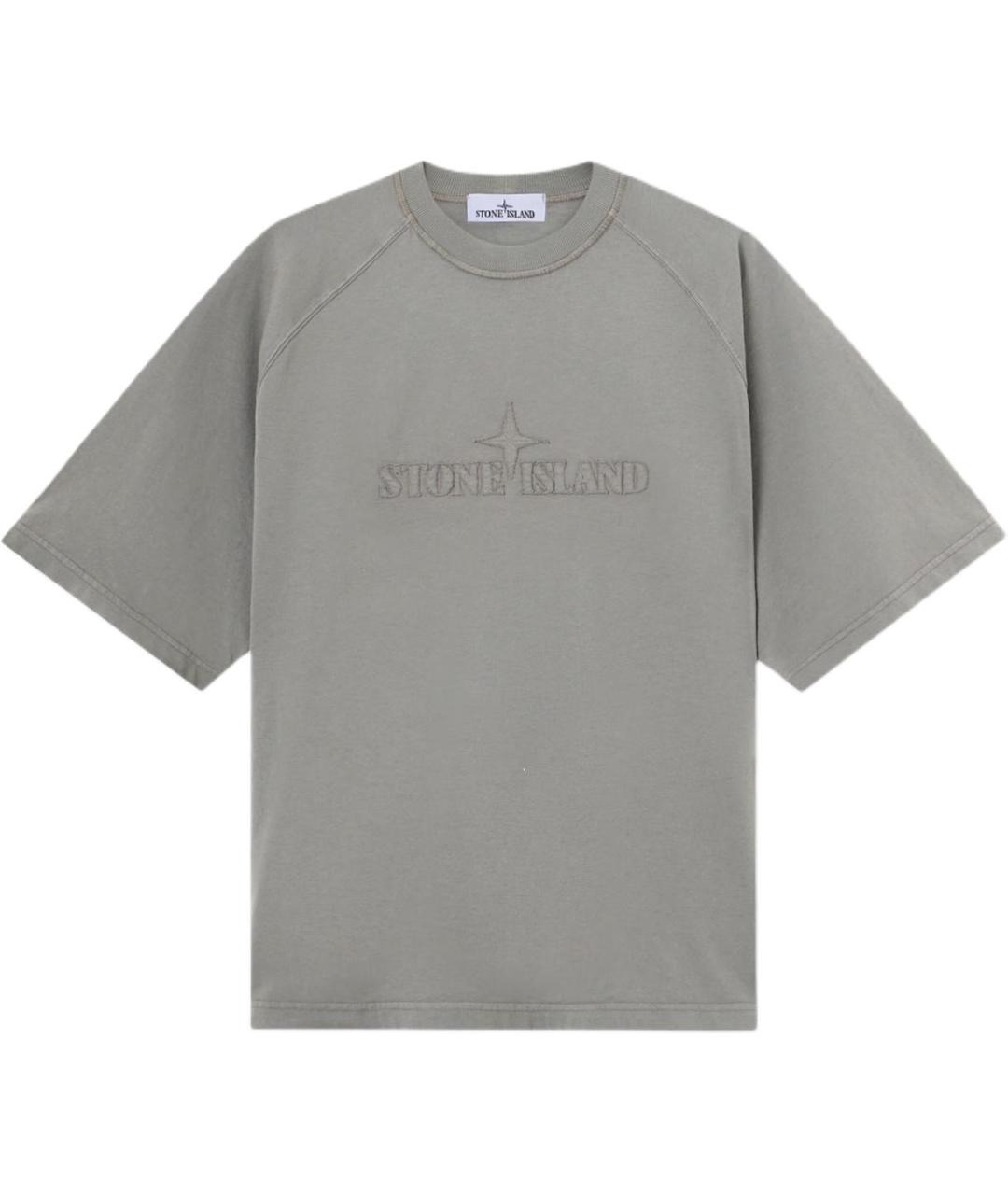 STONE ISLAND Серая хлопковая футболка, фото 1