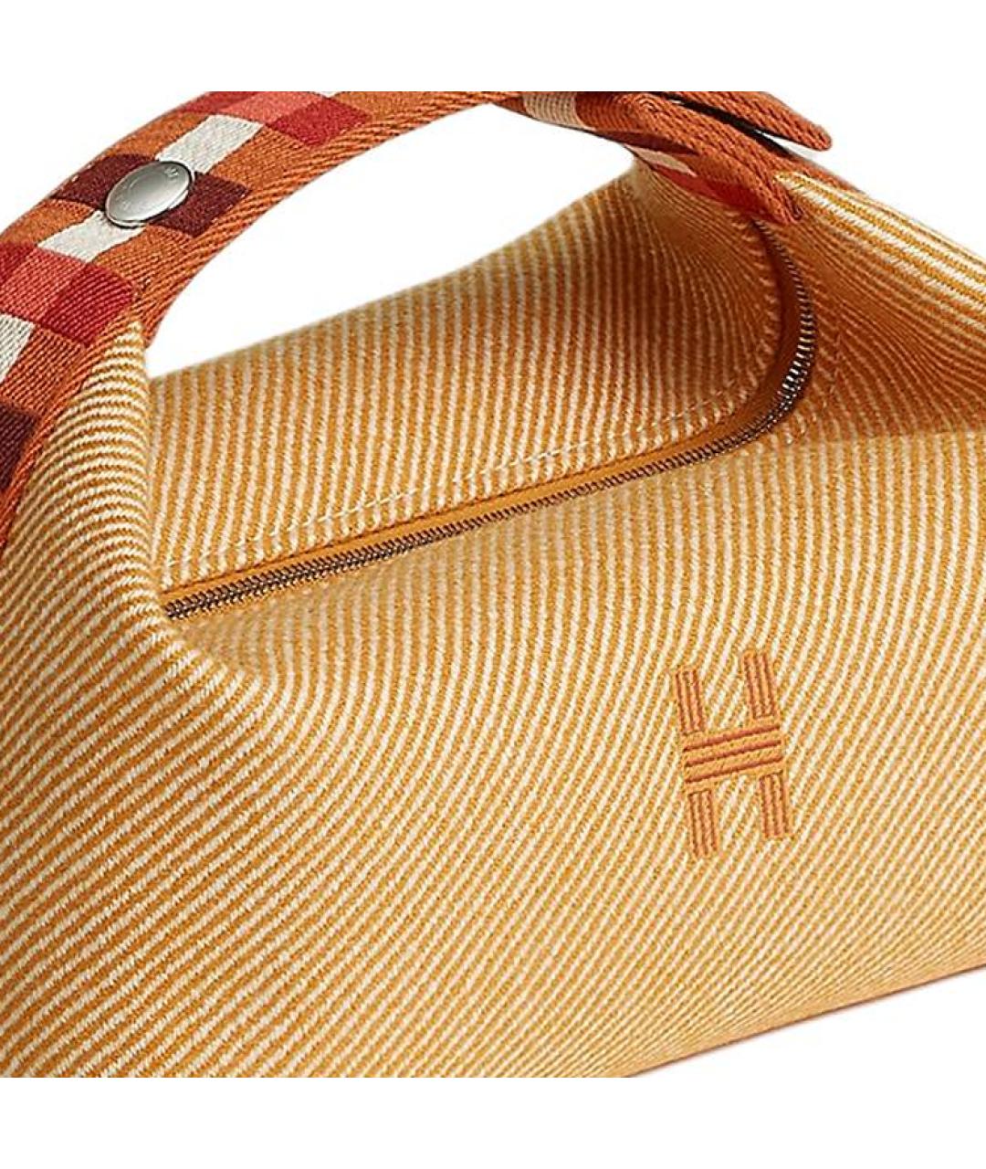 HERMES Бежевая тканевая косметичка, фото 3