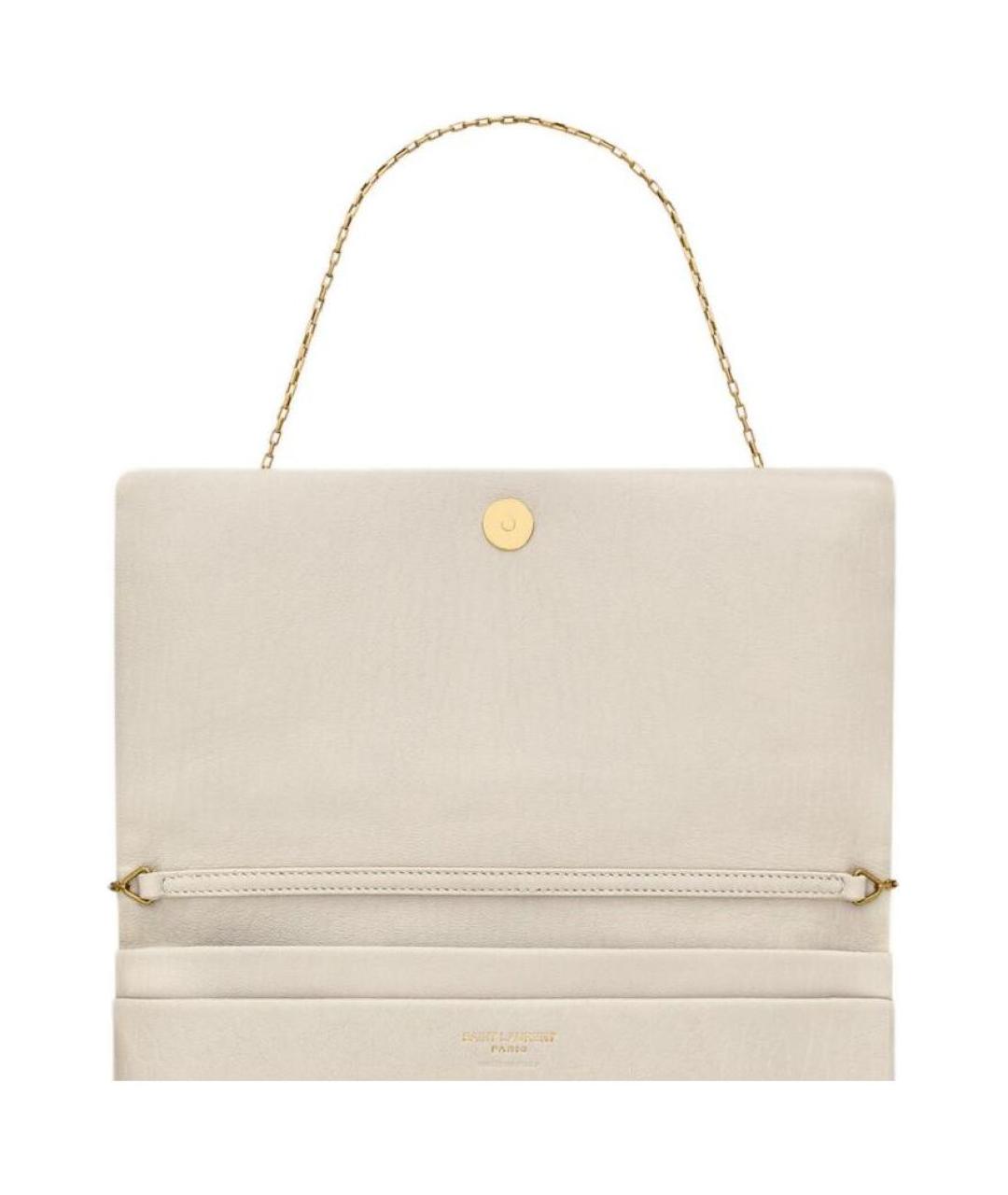 SAINT LAURENT Белая кожаная сумка через плечо, фото 6