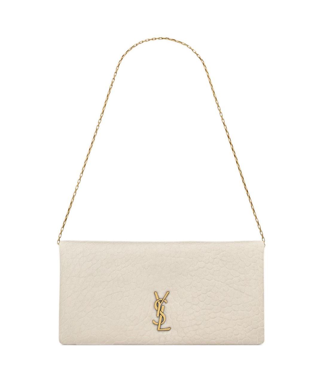 SAINT LAURENT Белая кожаная сумка через плечо, фото 1