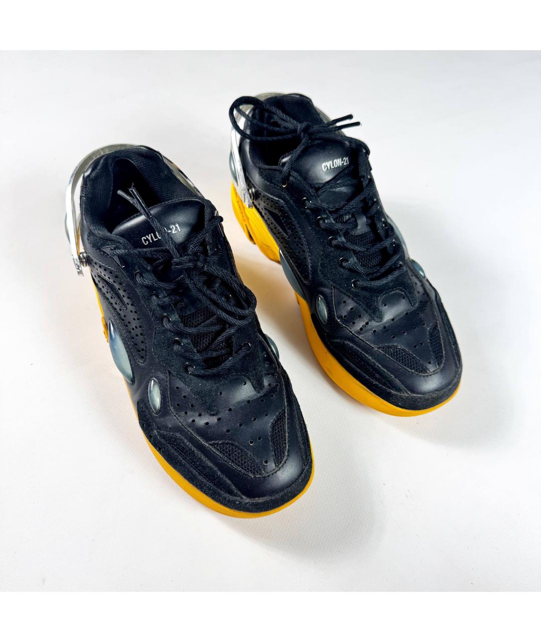 RAF SIMONS Черные кожаные низкие кроссовки / кеды, фото 2