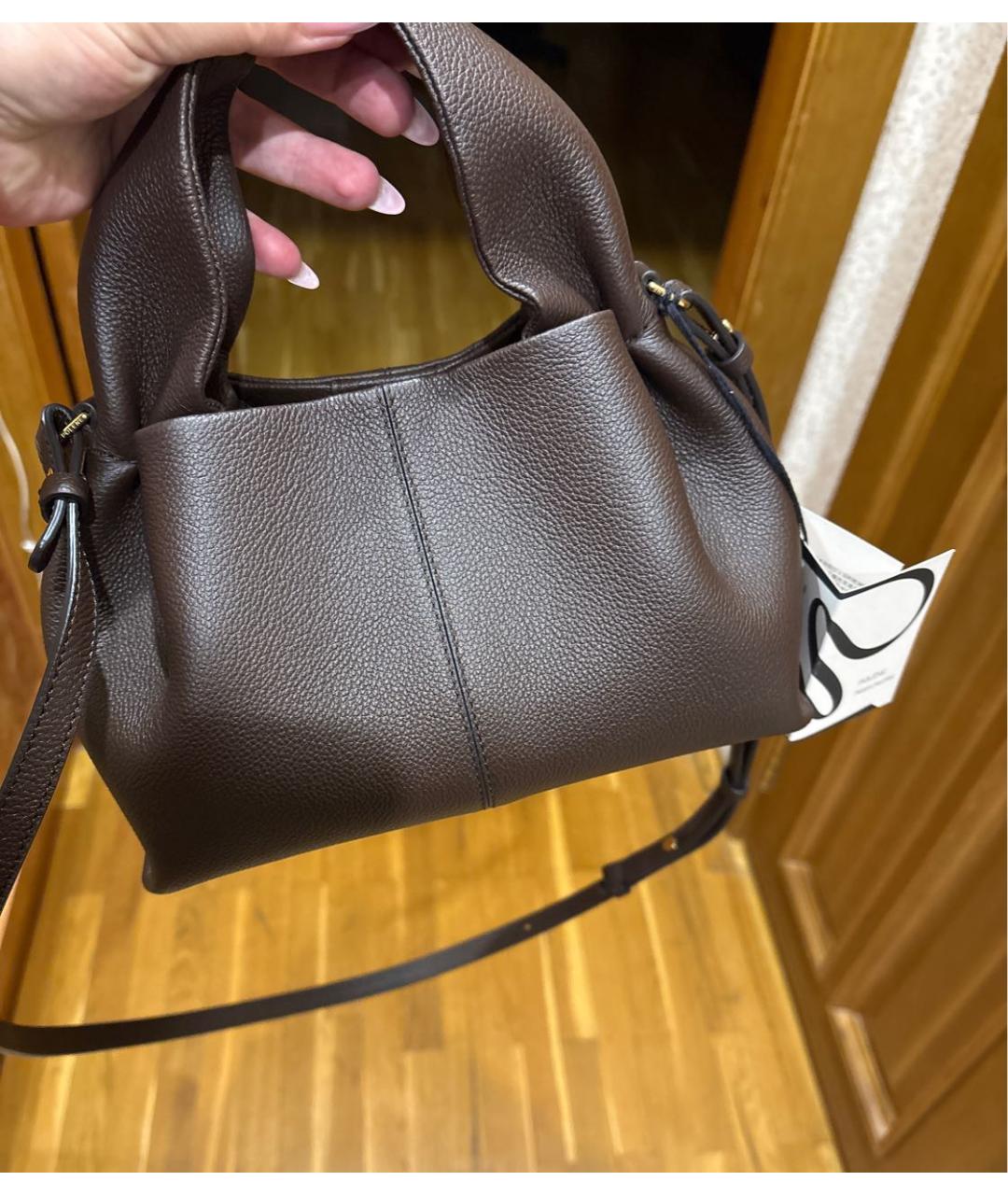 POLENE Коричневая кожаная сумка через плечо, фото 2