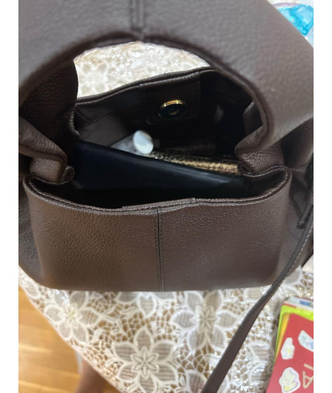 POLENE Коричневая кожаная сумка через плечо, фото 4