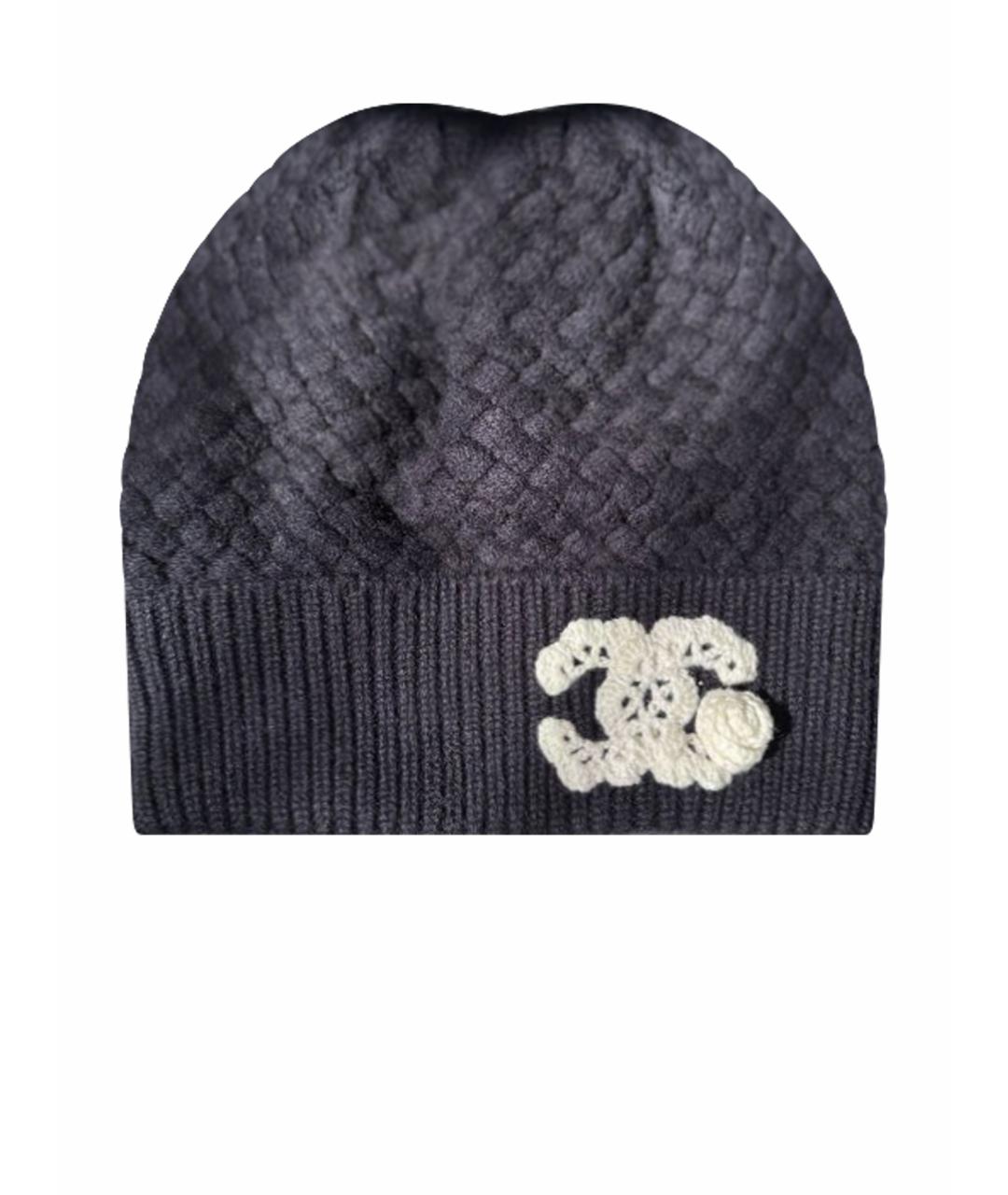 CHANEL Темно-синяя кашемировая шапка, фото 1