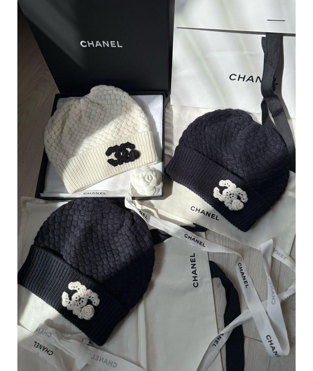 CHANEL Темно-синяя кашемировая шапка, фото 2