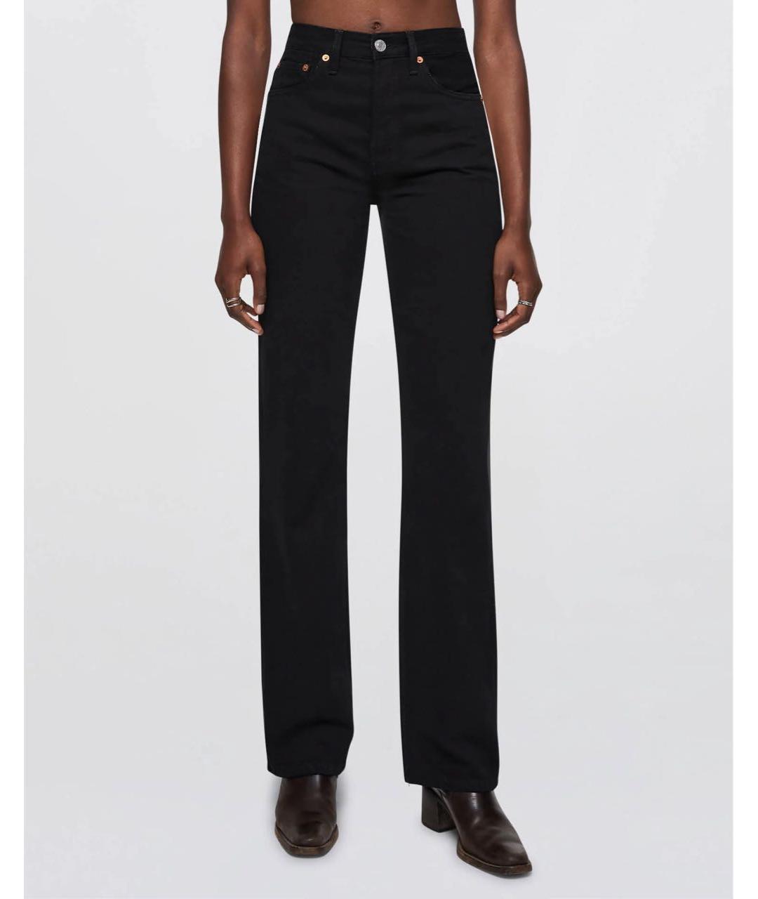 Re done Черные хлопко-эластановые прямые джинсы, фото 7