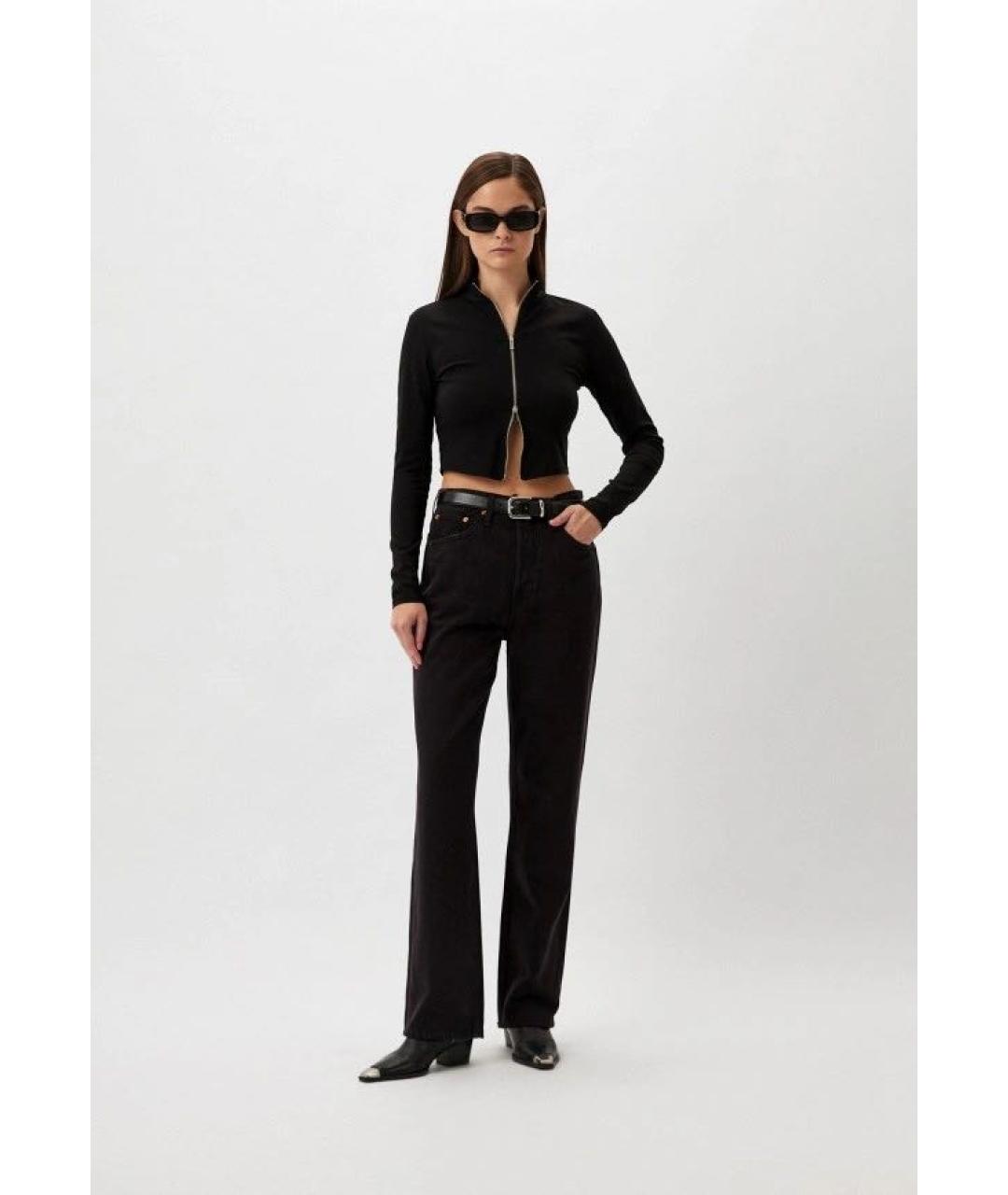 Re done Черные хлопко-эластановые прямые джинсы, фото 3