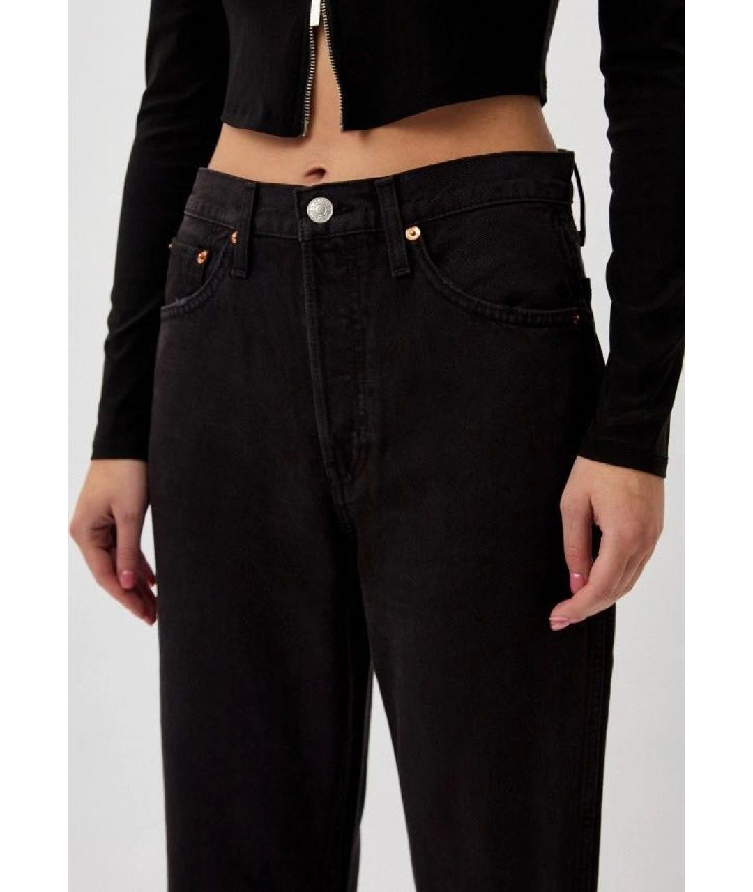 Re done Черные хлопко-эластановые прямые джинсы, фото 2