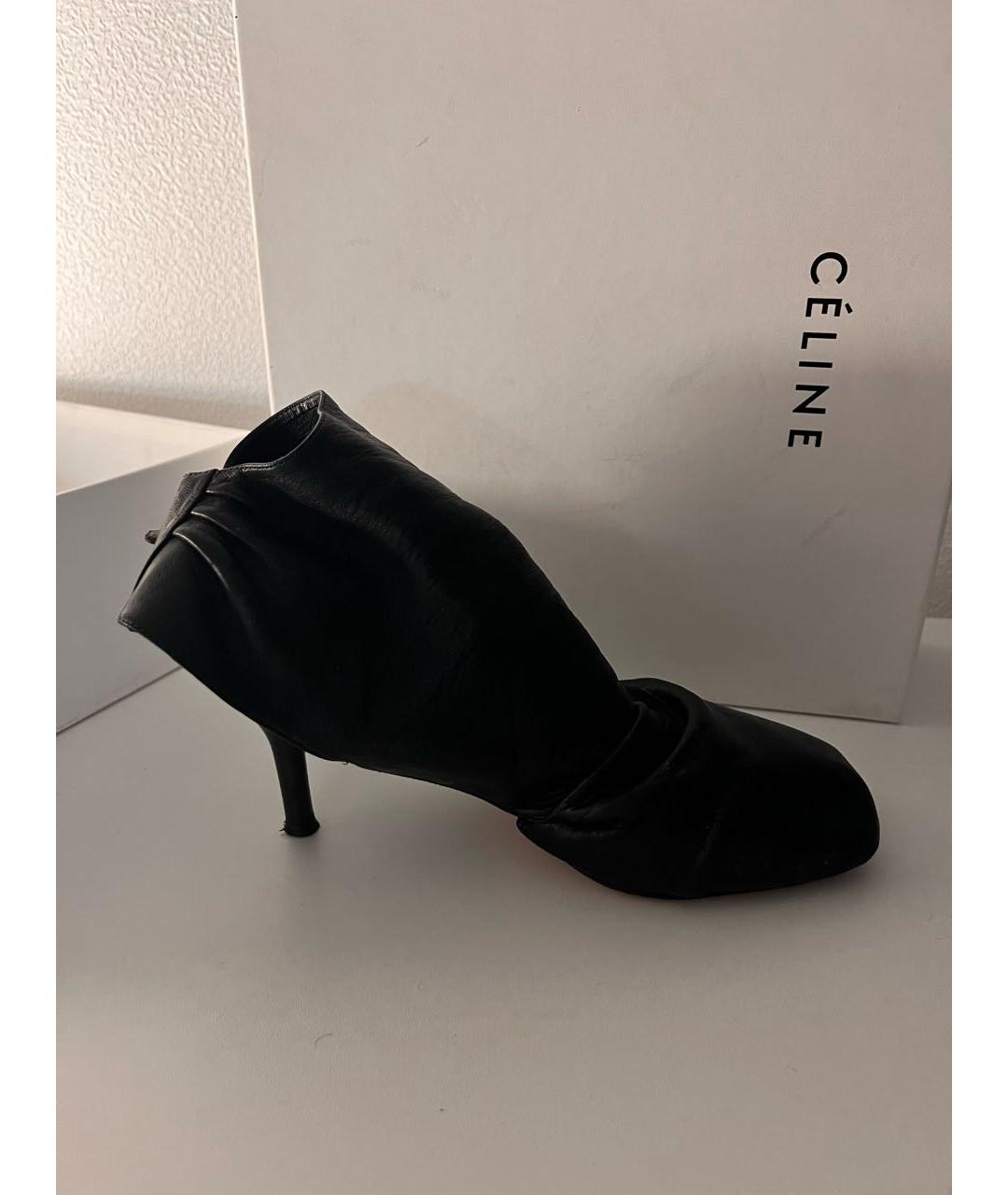 CELINE Черные кожаные ботильоны, фото 9