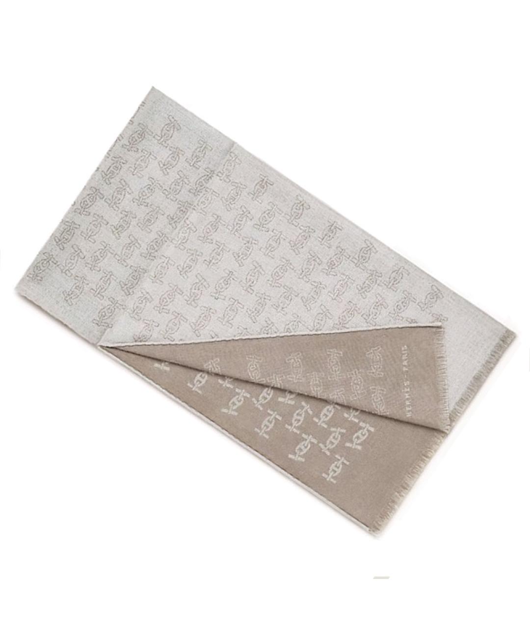 HERMES Серый кашемировый шарф, фото 3