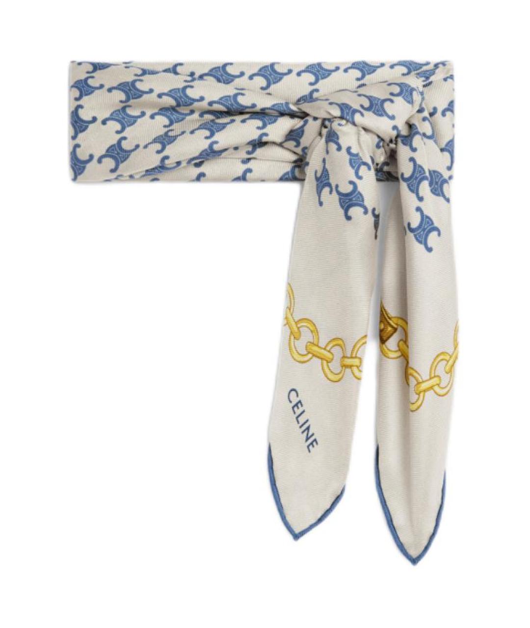 CELINE Голубой шелковый шарф, фото 2
