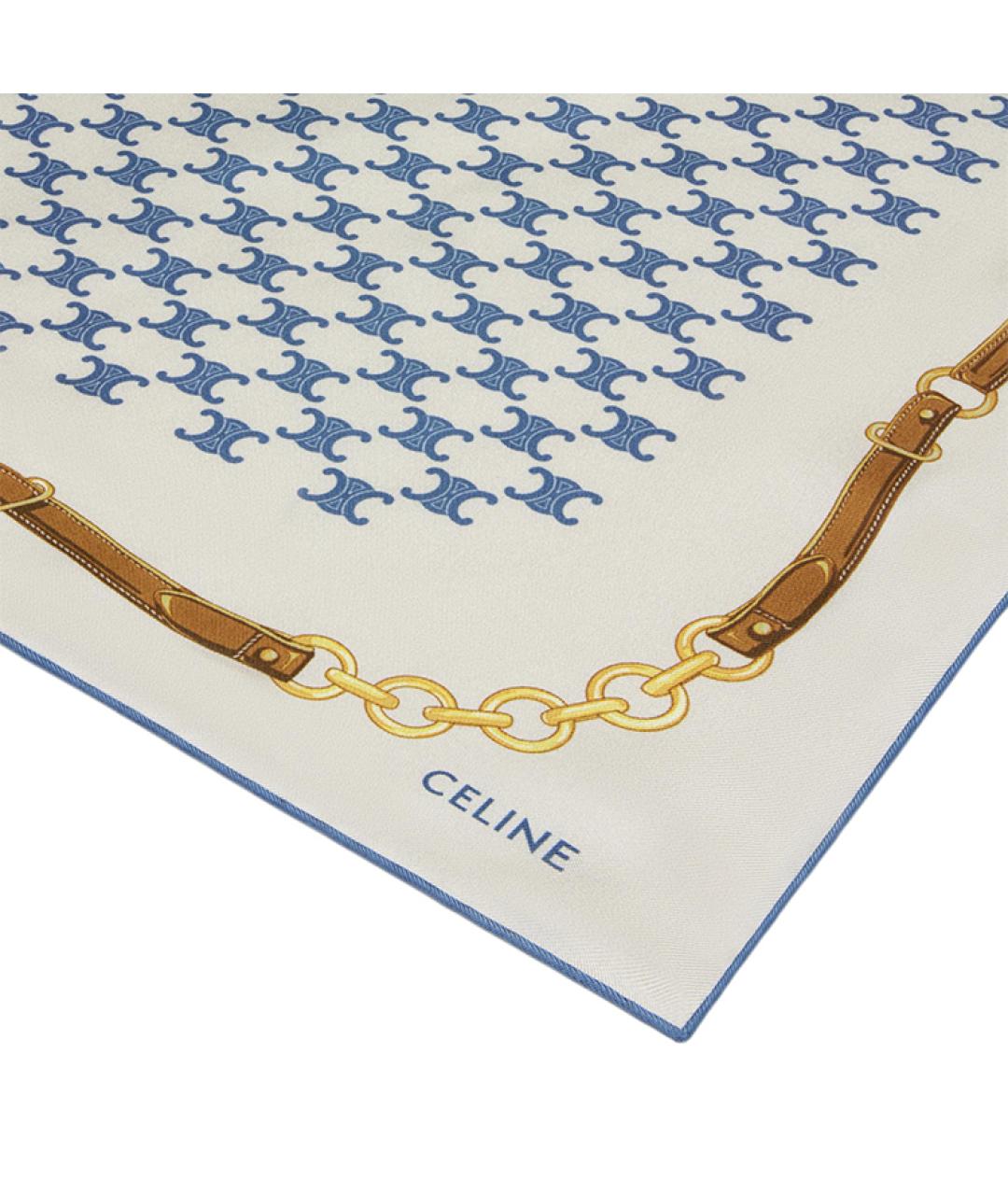 CELINE Голубой шелковый шарф, фото 3