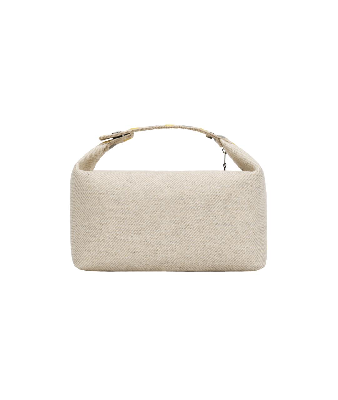 HERMES Бежевая тканевая косметичка, фото 4