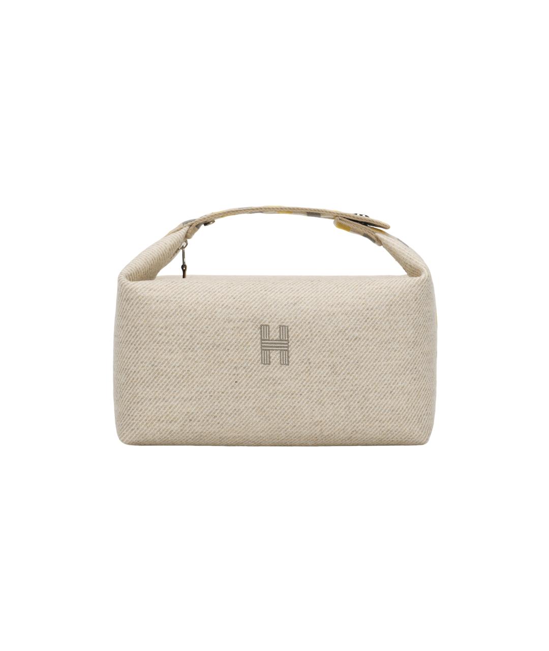 HERMES Бежевая тканевая косметичка, фото 1