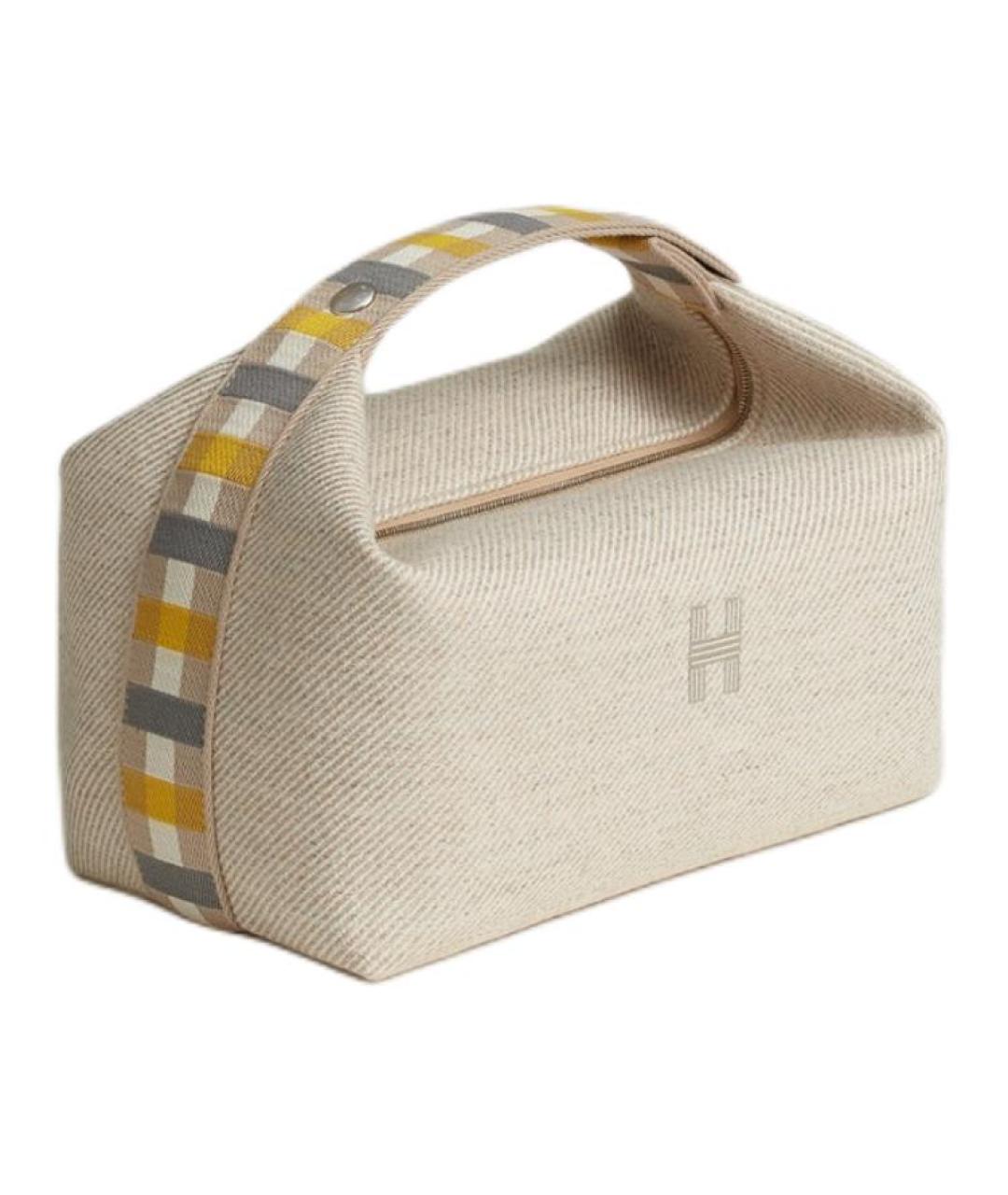 HERMES Бежевая тканевая косметичка, фото 2