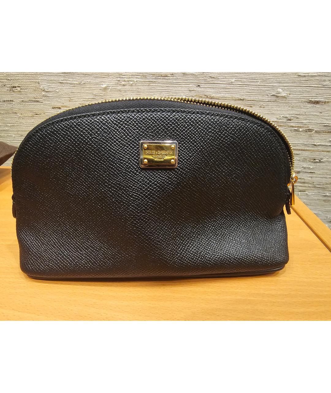 DOLCE&GABBANA Черная кожаная косметичка, фото 5