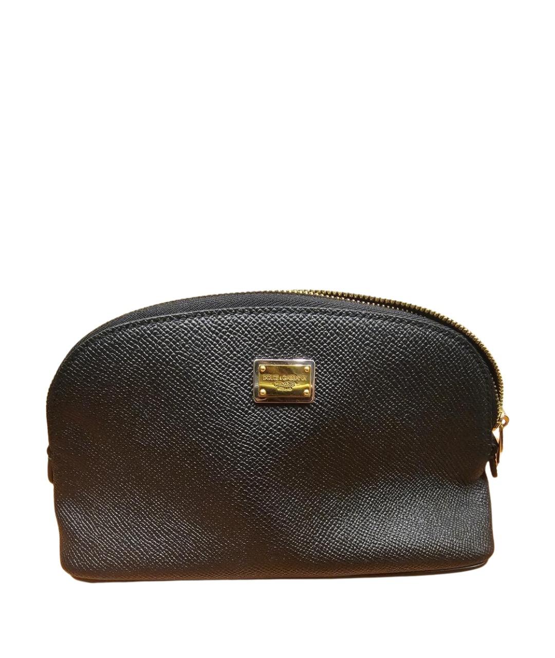 DOLCE&GABBANA Черная кожаная косметичка, фото 1